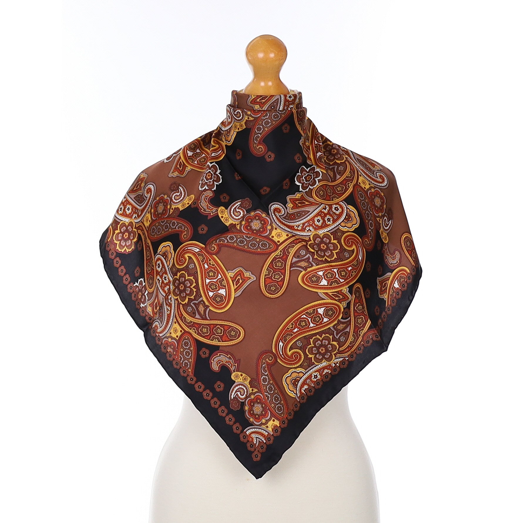 Brand New Jammers & Leufgen Brown Paisley Silk Scarf