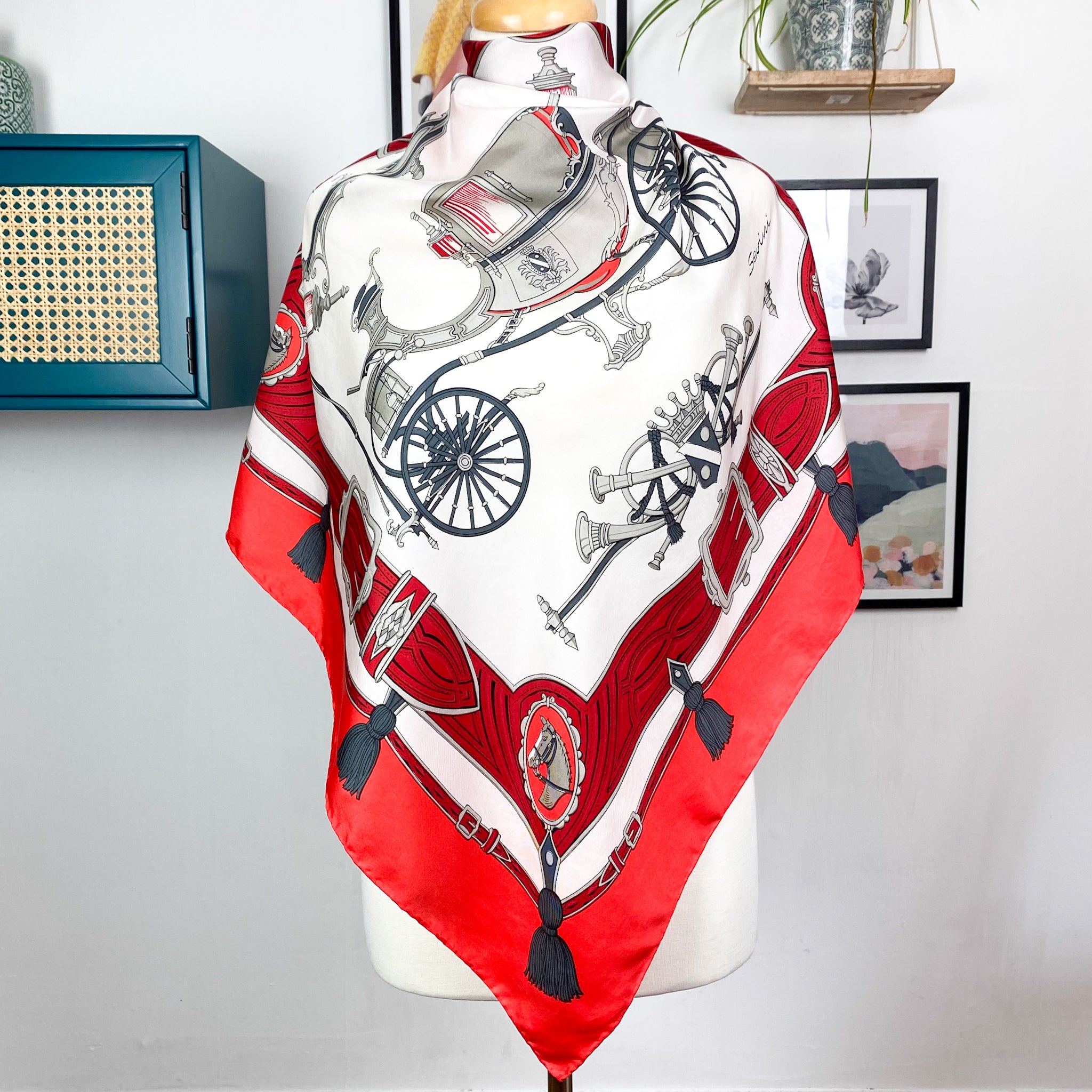 Sevini Italian Equestrian Vintage Silk Scarf