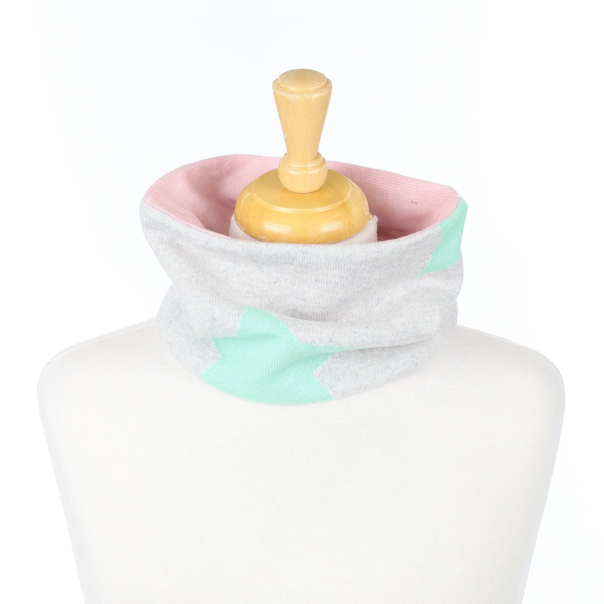 Grey Star and Pale Pink Neck Warmer