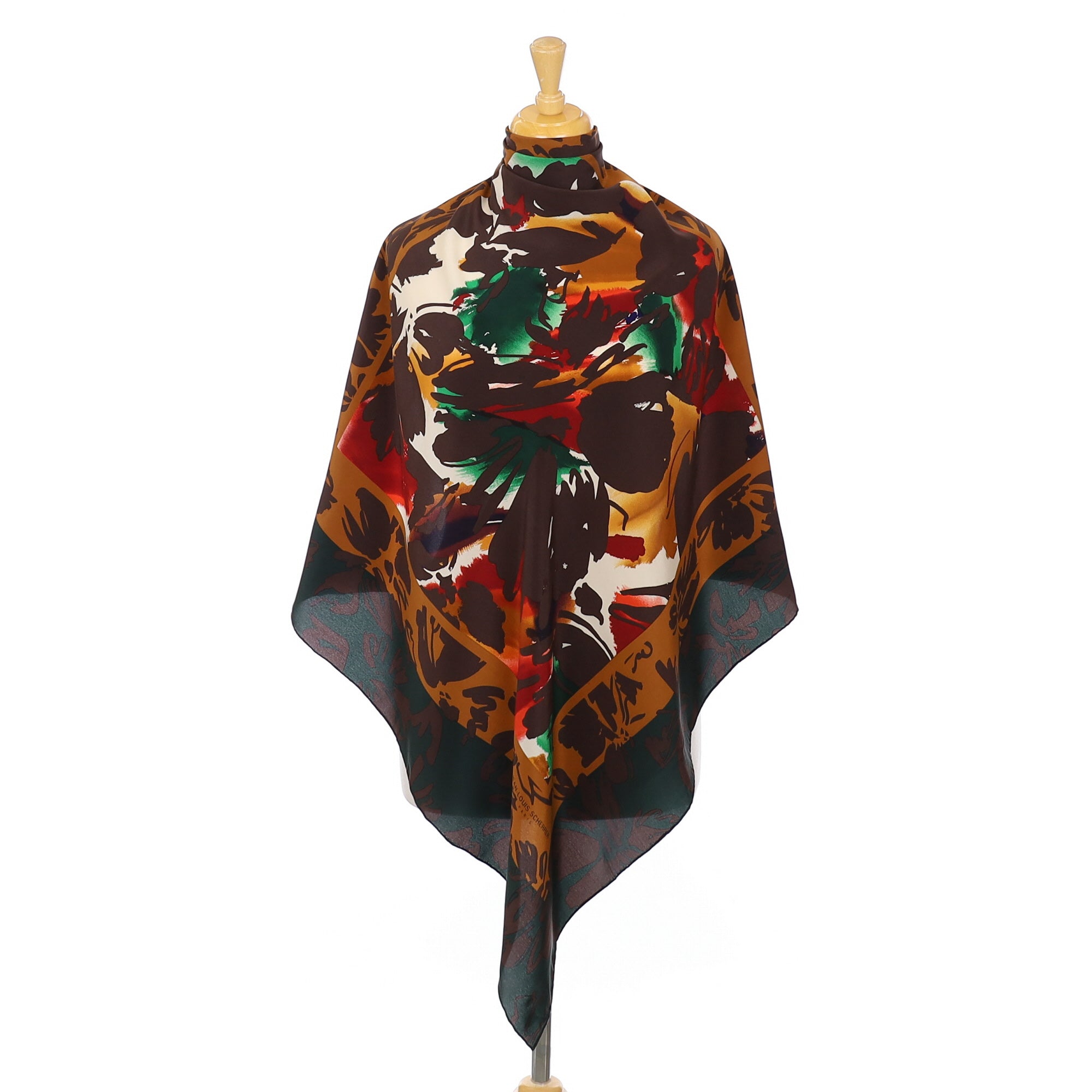 Immaculate JL Scherrer Abstract Silk Scarf