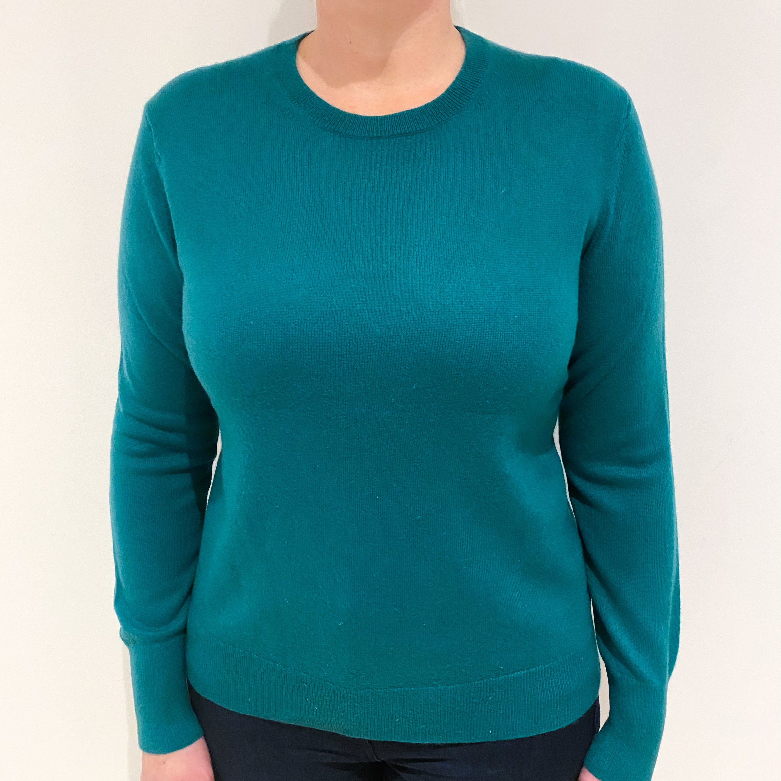 Pine Green Cashmere Crew Neck Jumper Large