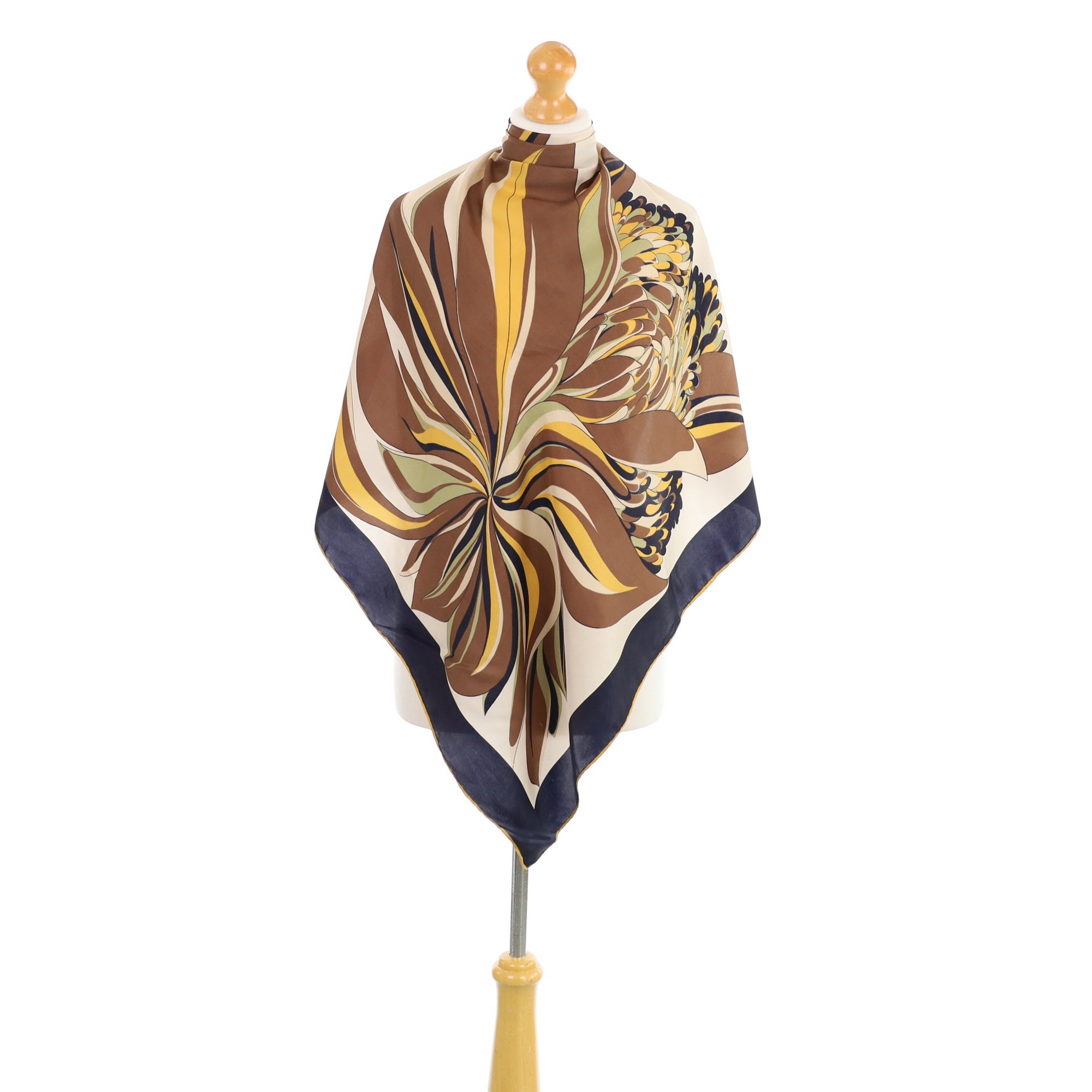 Brown Mix Abstract Vintage Silk Scarf