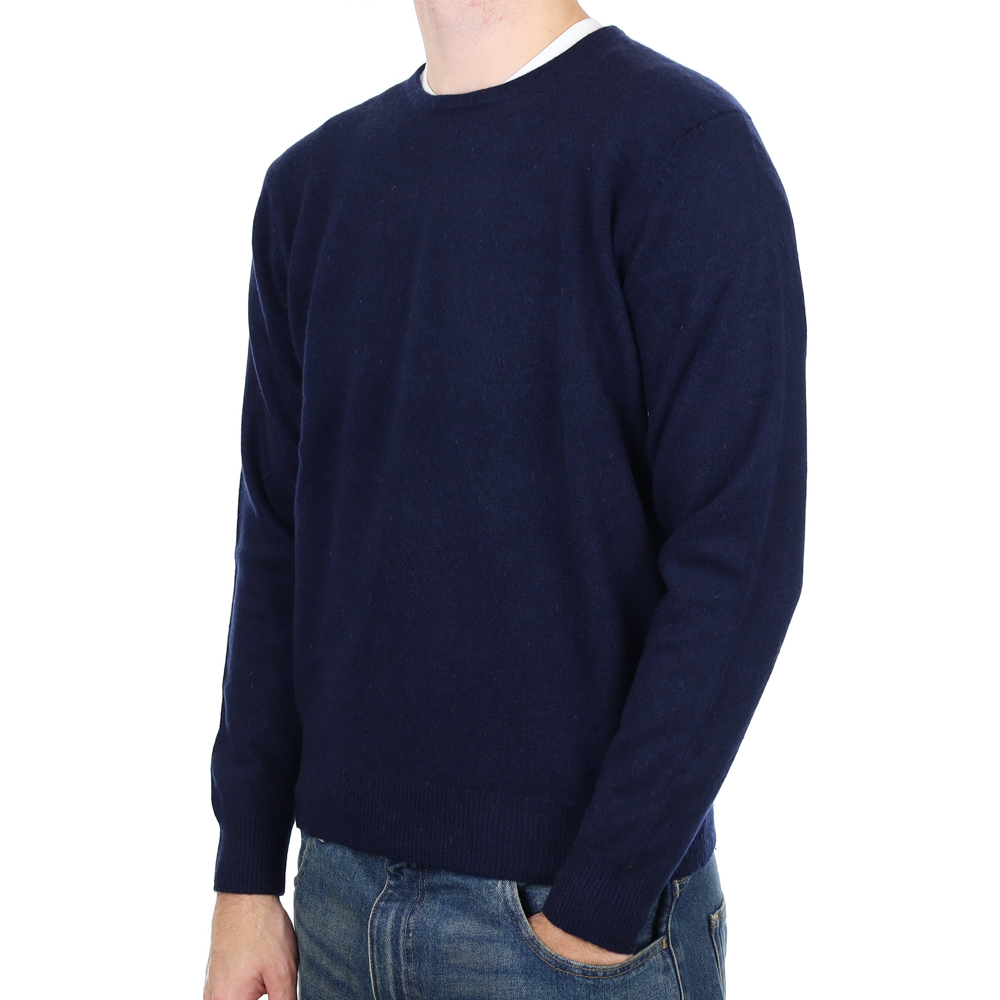 Men’s Navy Cashmere Crew Neck Jumper Large