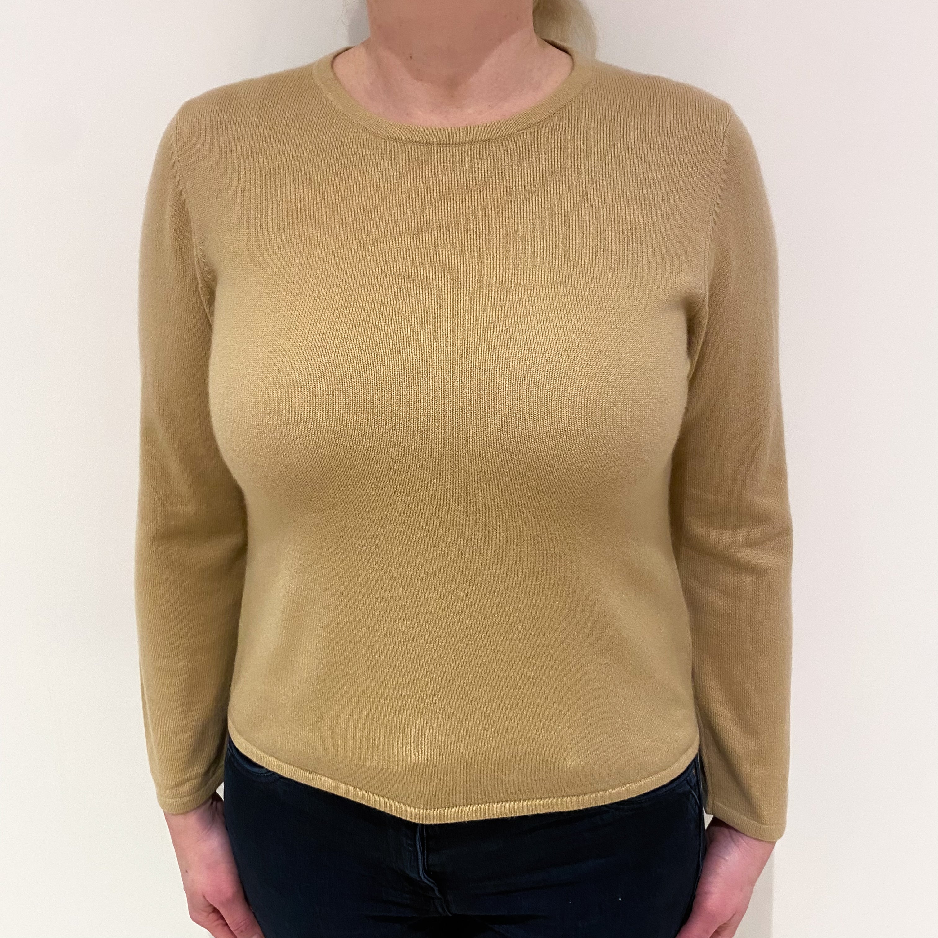 Caramel Brown Cashmere Crew Neck Jumper Large