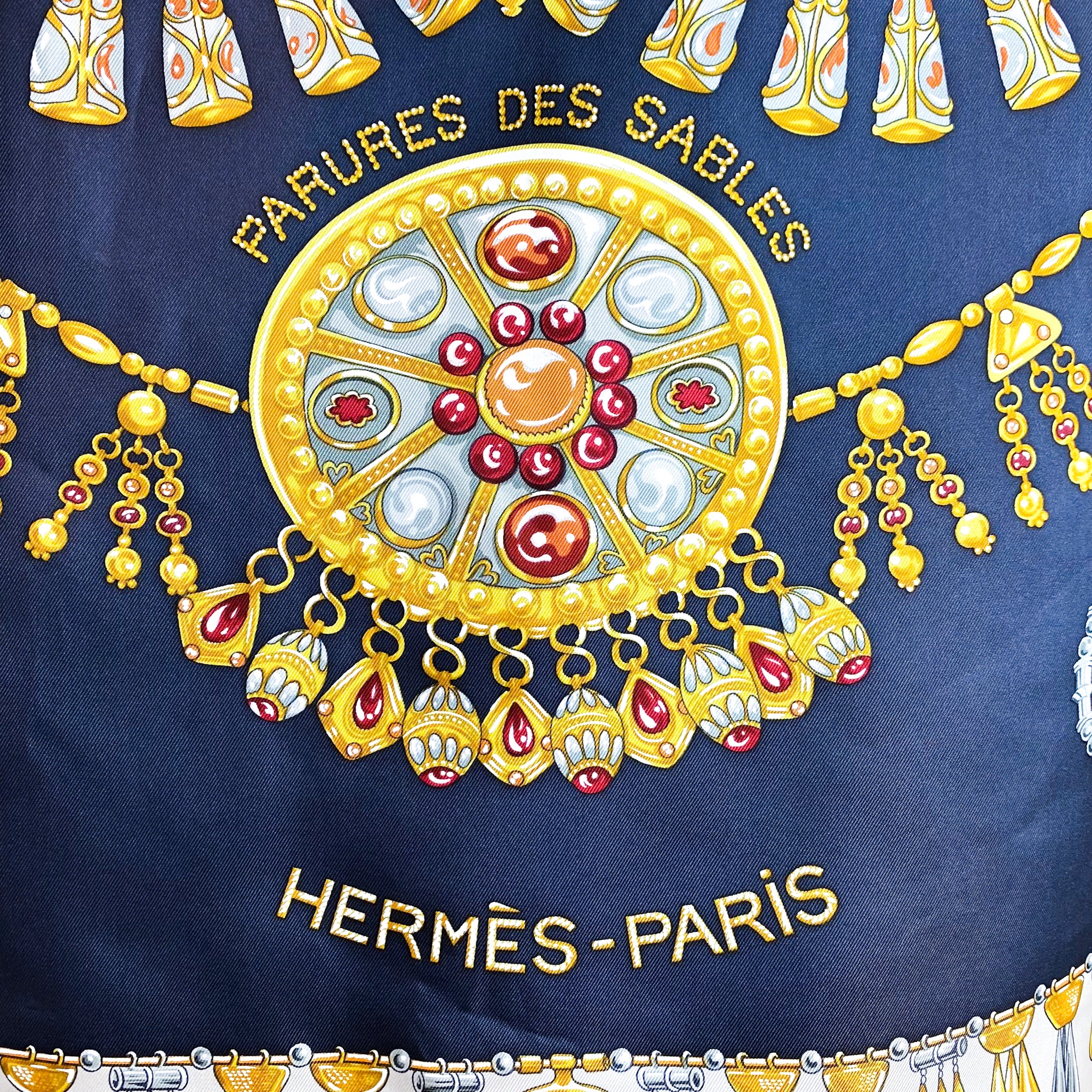 Boxed Hermes Parures des Sables Vintage Silk Scarf