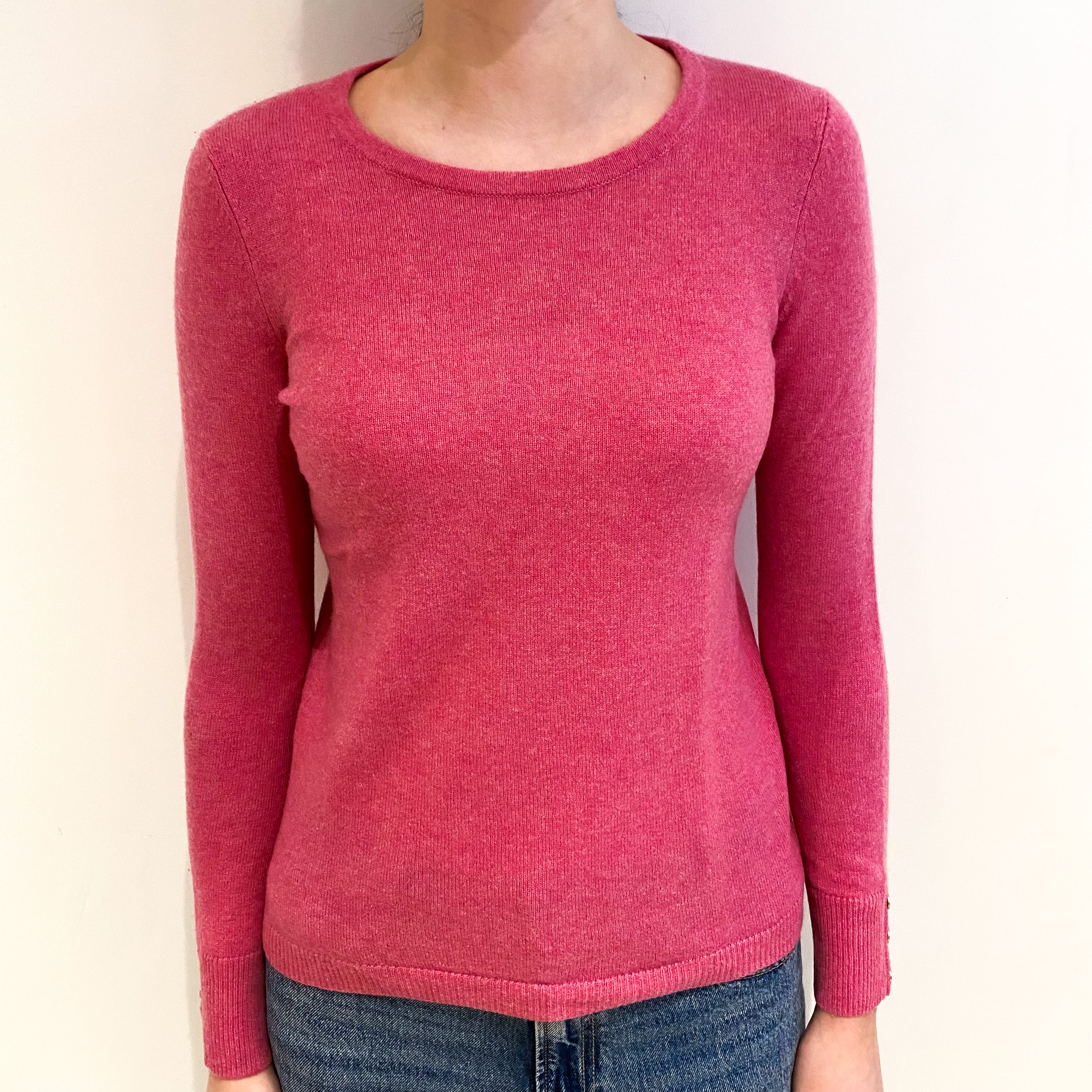 Loganberry Pink Cashmere Crew Neck Jumper Extra Small