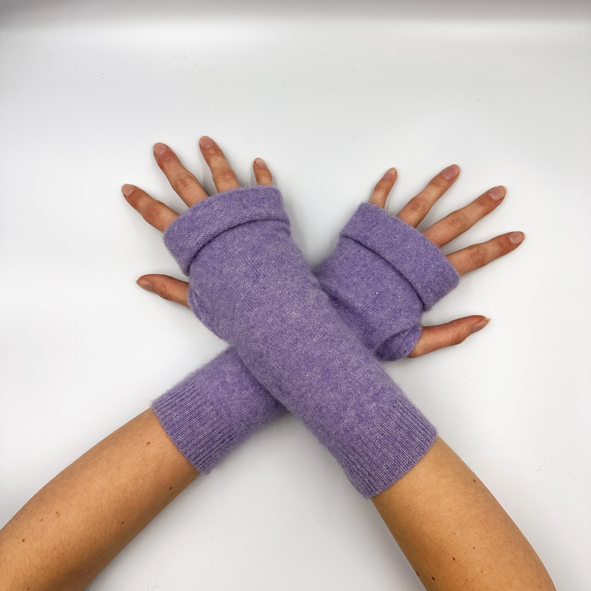 Lilac Marl Fingerless Gloves