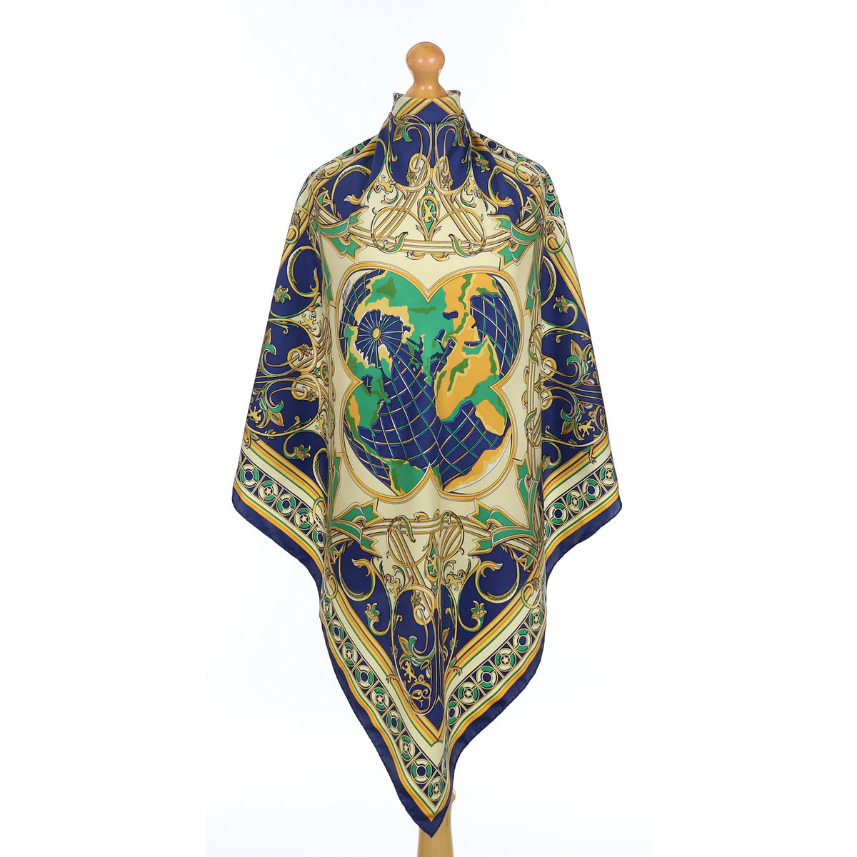 Blue Baroque Style Silk Scarf