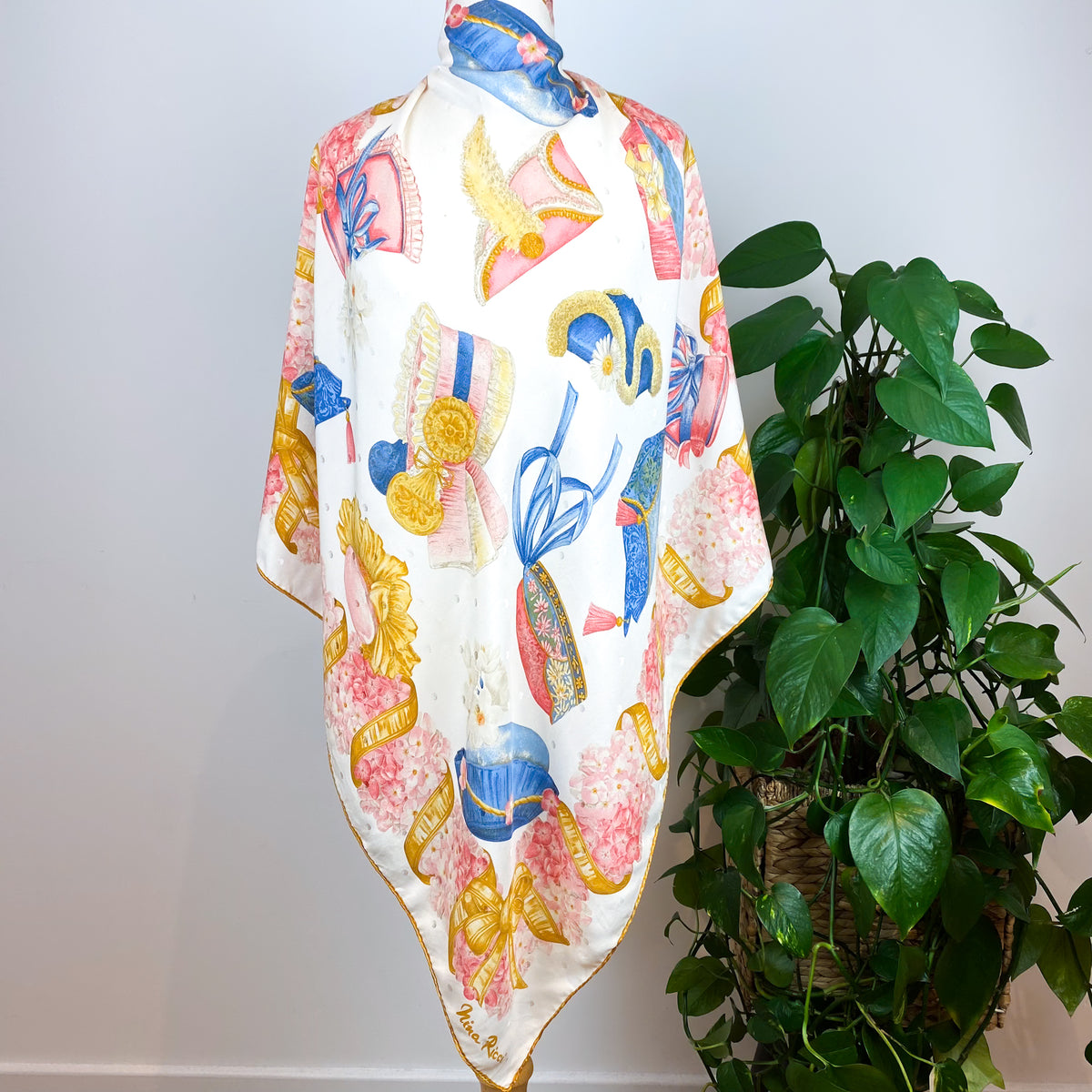 Immaculate Nina Ricci Floral Designer Silk Scarf