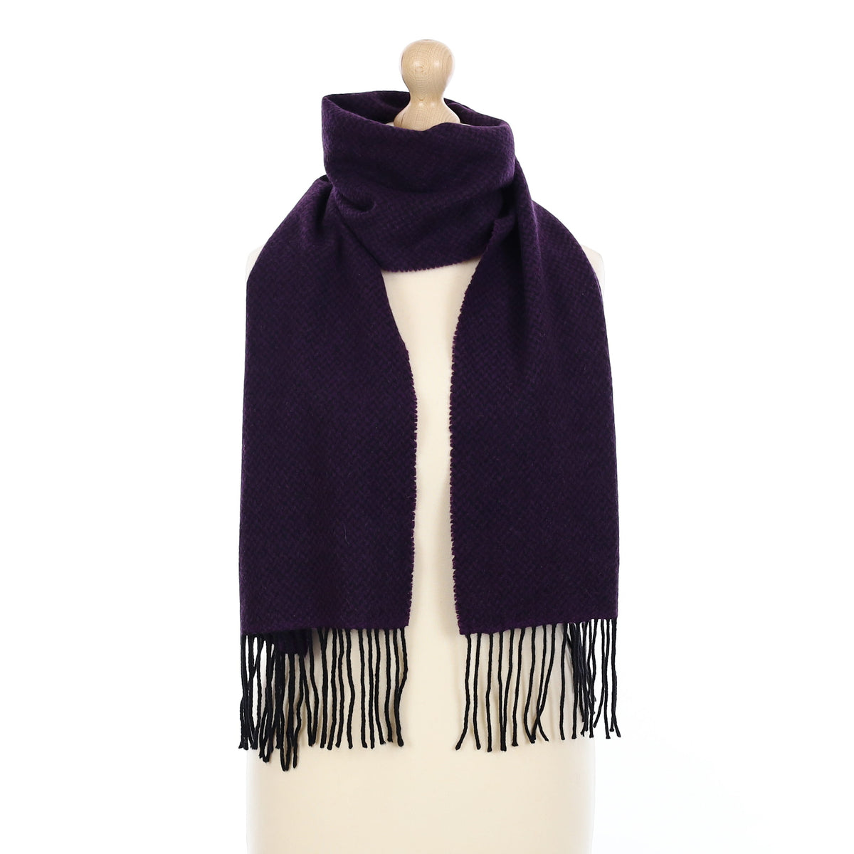 Purple and Black Patterned Cashmere Woven Scarf