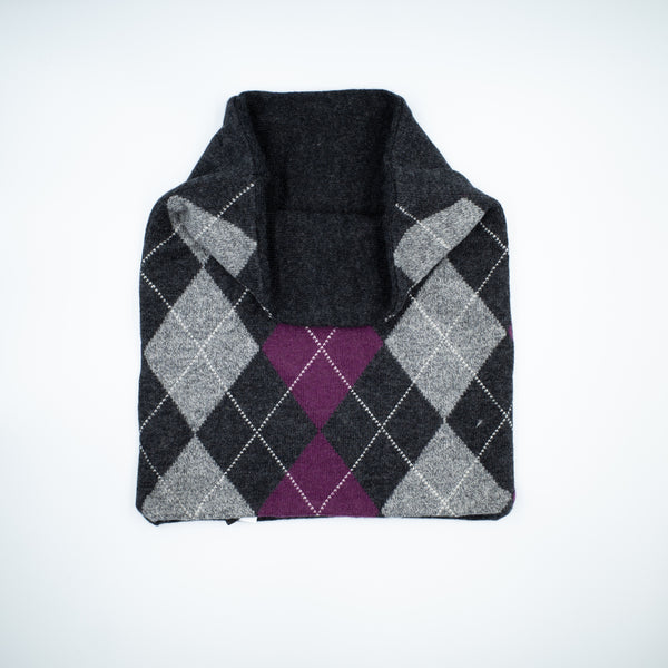 Men’s Charcoal Grey and Mulberry Patterned Luxury Double Layered Snood