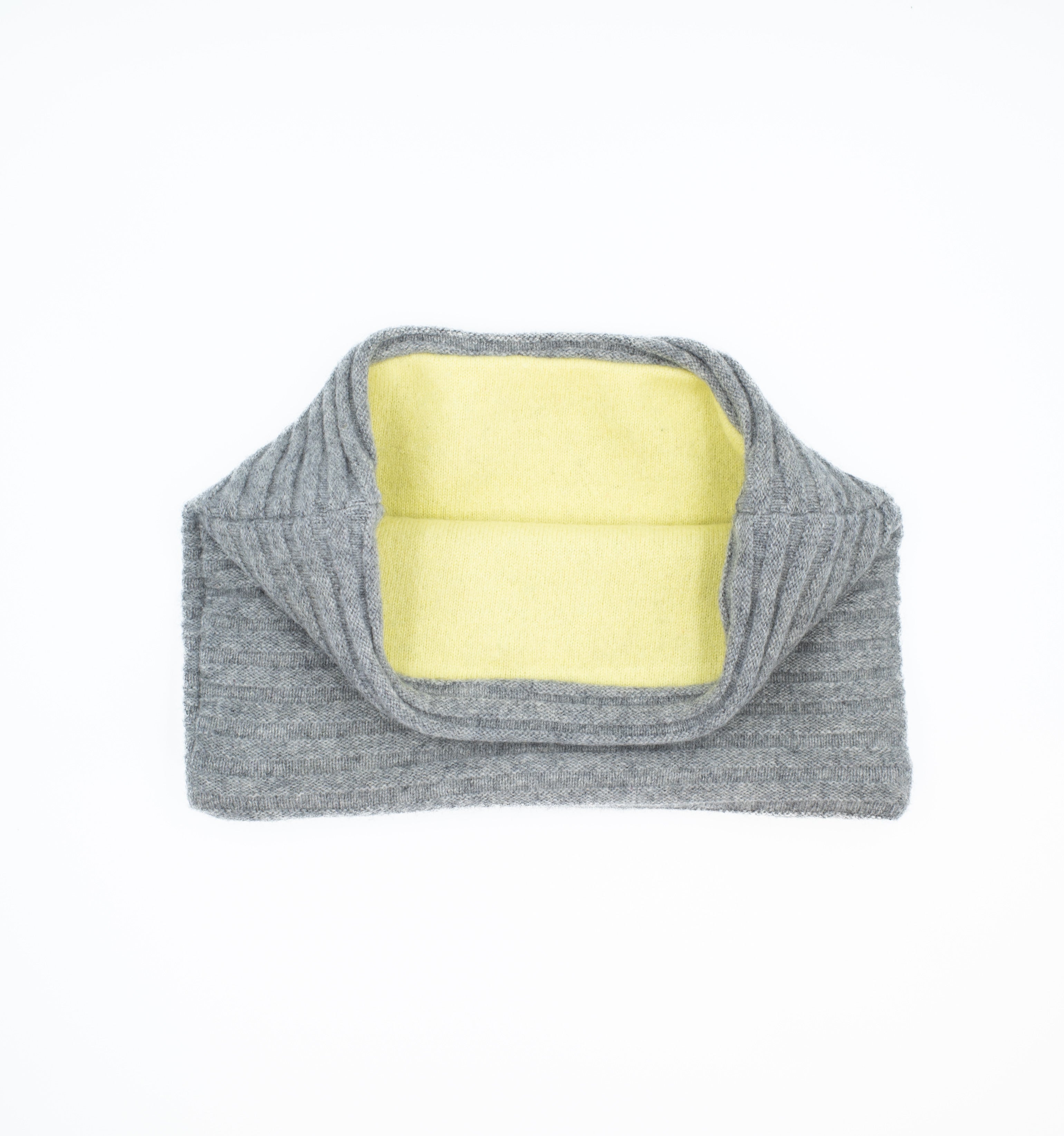 Smoke Grey Rib Knit and Bright Yellow Neck Warmer