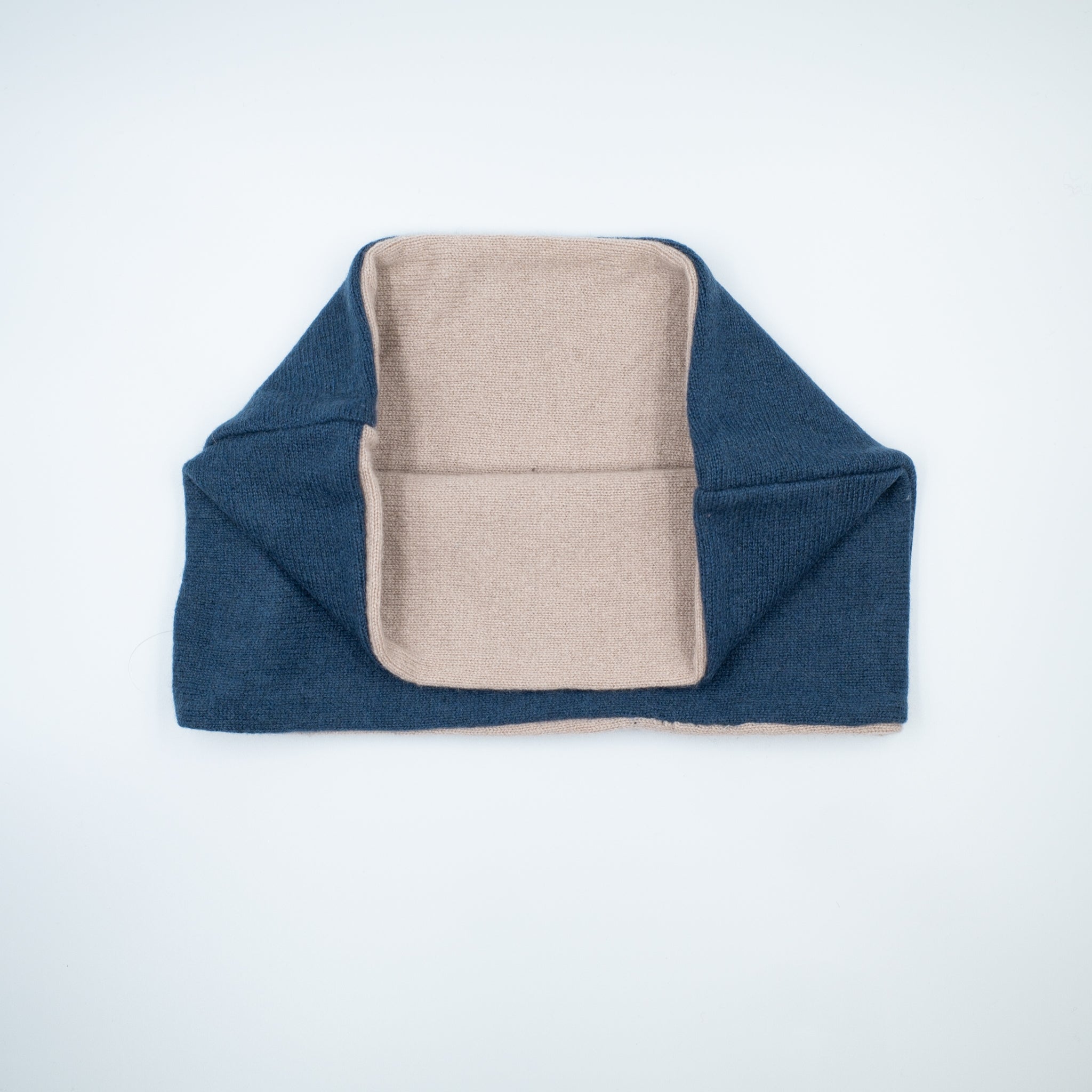 Pale Biscuit and Petrol Blue Neck Warmer
