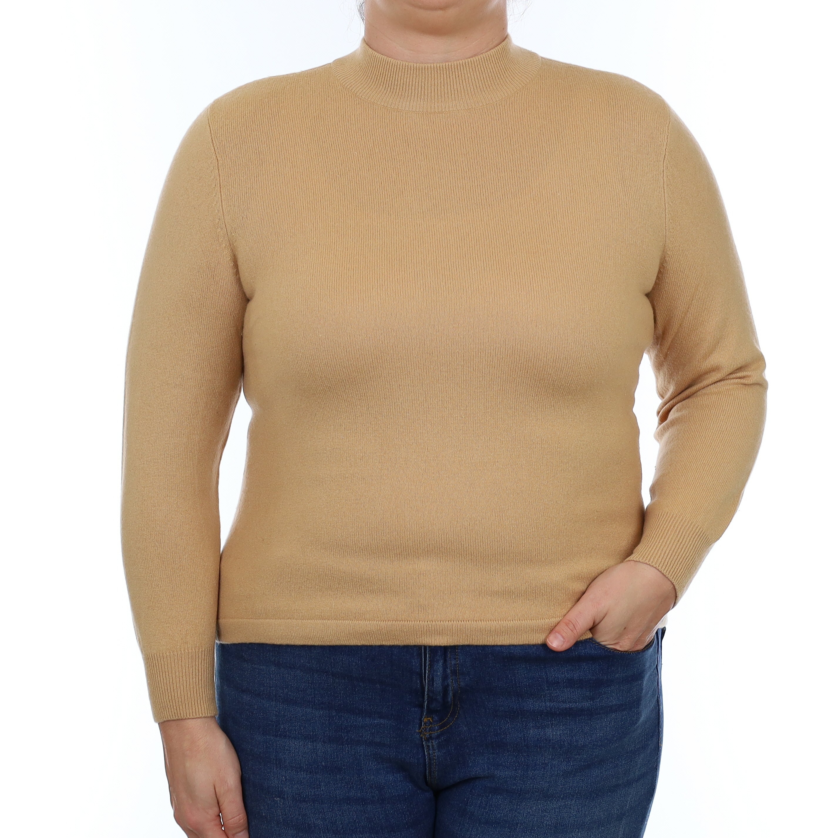 Honey Beige Cashmere Turtle Neck Jumper Large