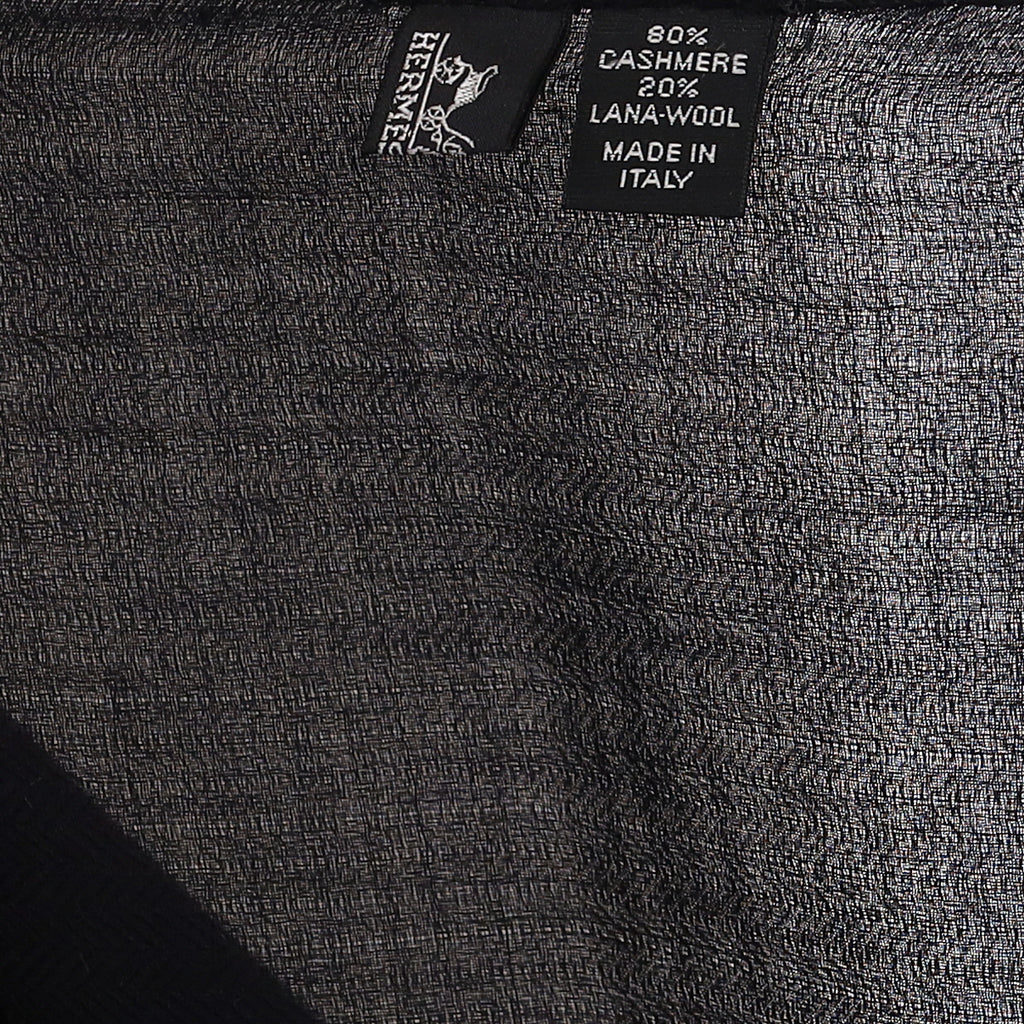 Brand New Boxed Hermès Black Cashmere Blend Wrap