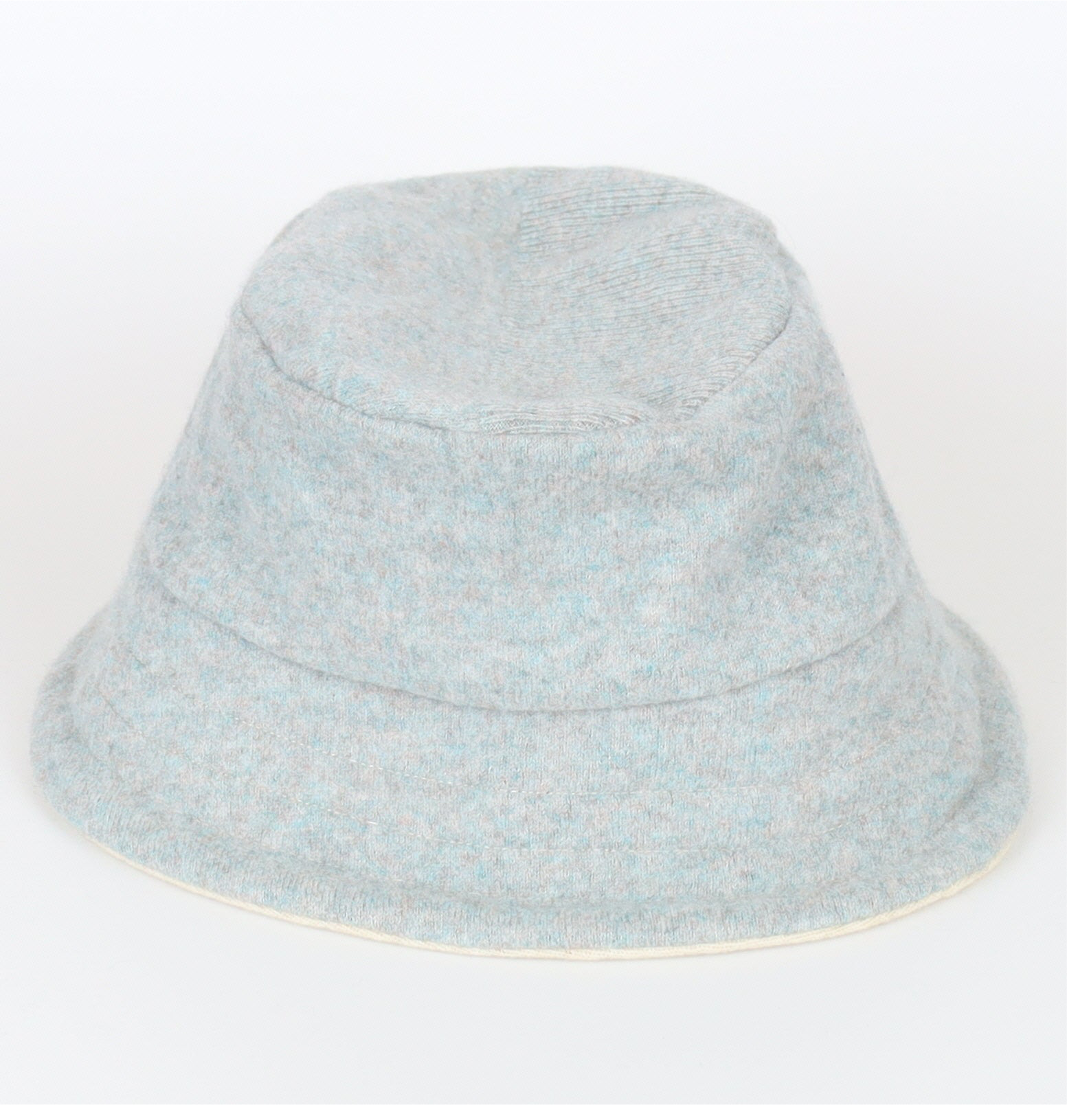 Duck Egg Blue Marl Reversible Cashmere Bucket Hat Medium