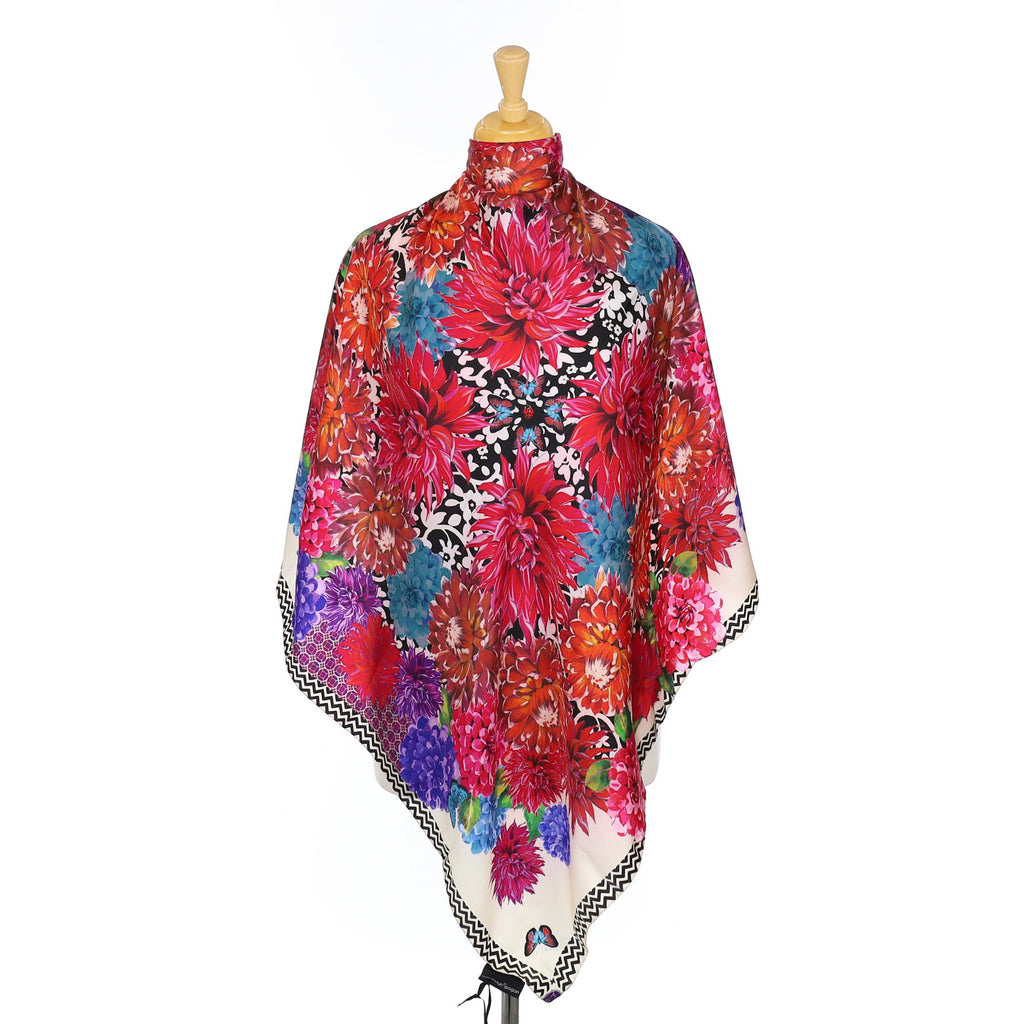Brand New Susannagh Grogan Bright Floral Silk Scarf