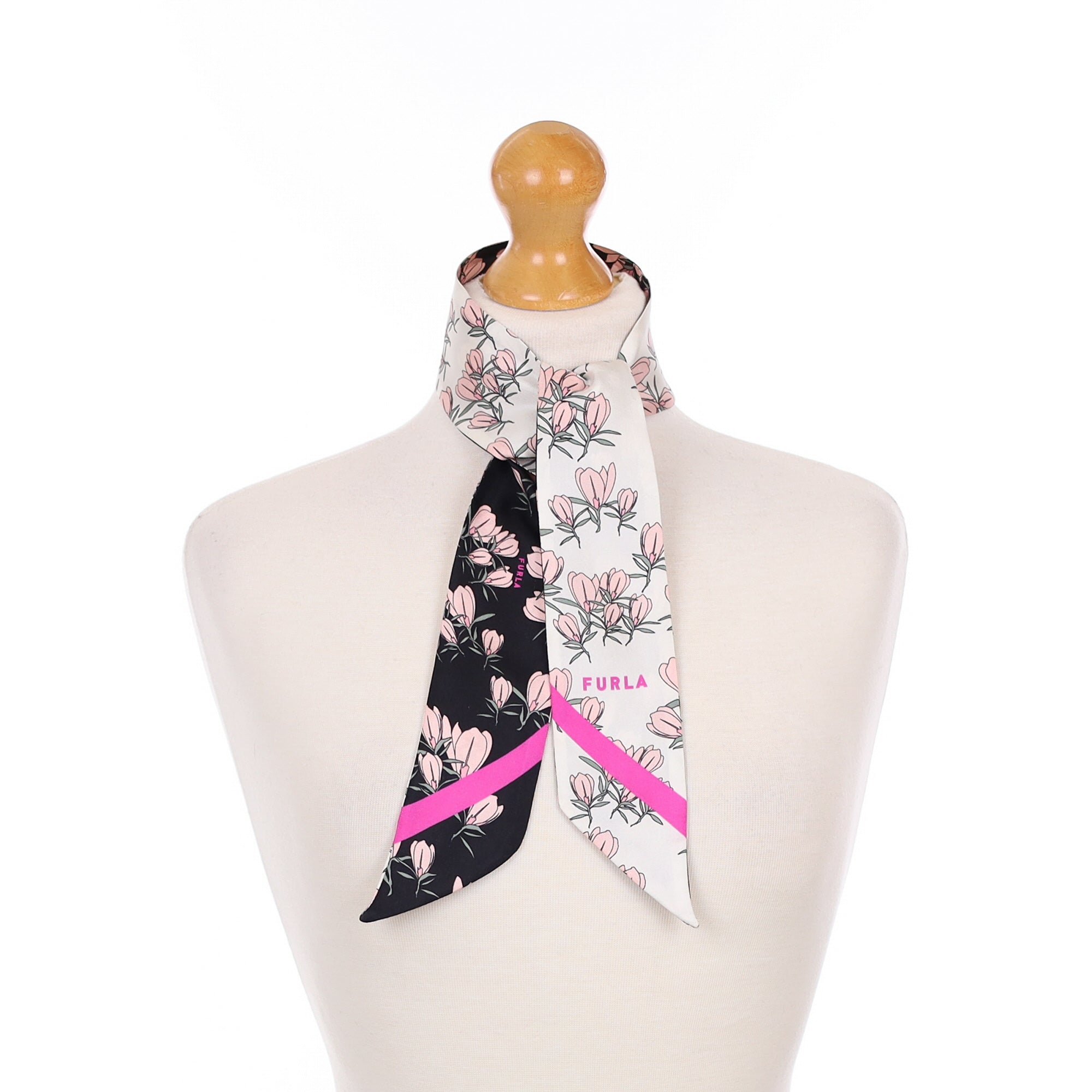 Furla Pink Floral Silk Scarf