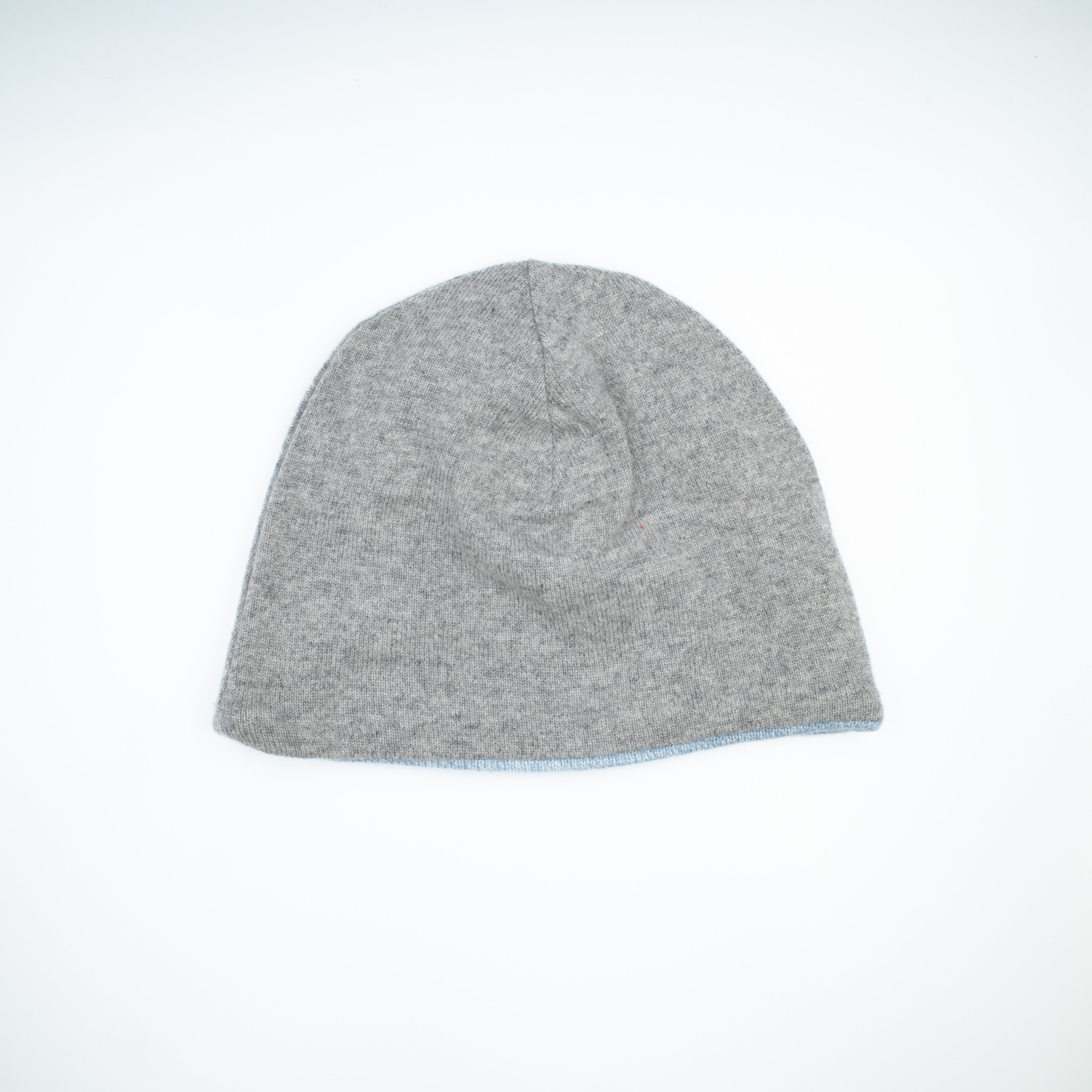 Smoke Grey and Sky Marl Cashmere Beanie Hat