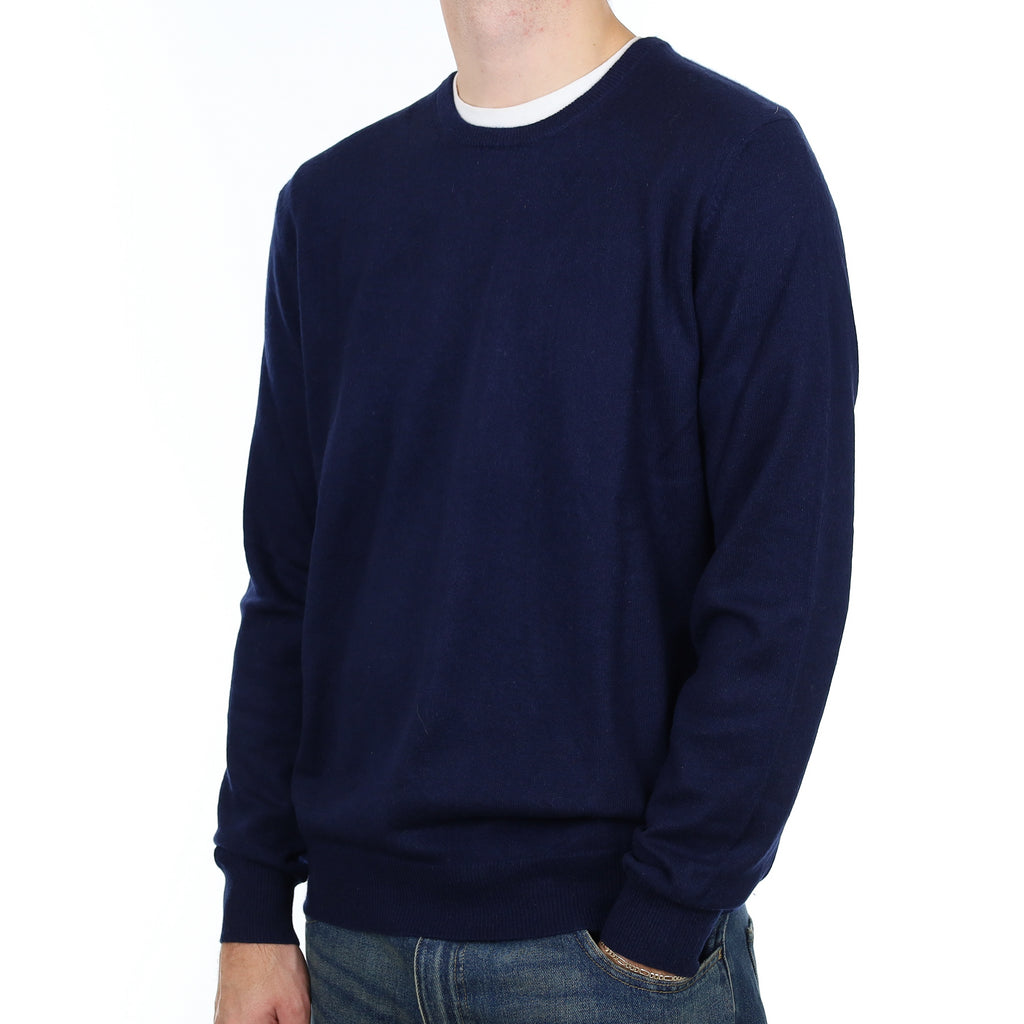 Men’s Navy Cashmere Crew Neck Jumper Large