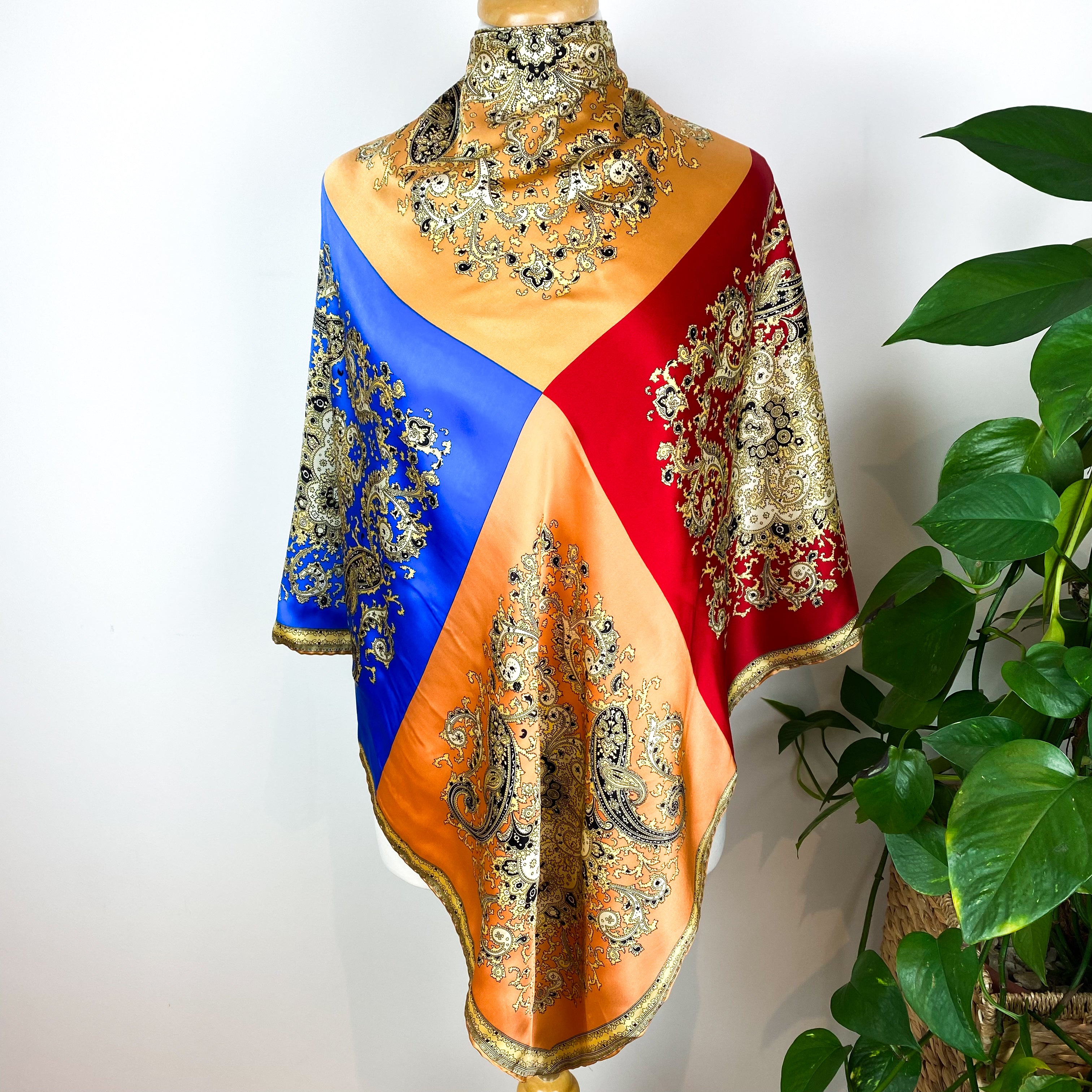 Vivid Paisley Satin Silk Scarf