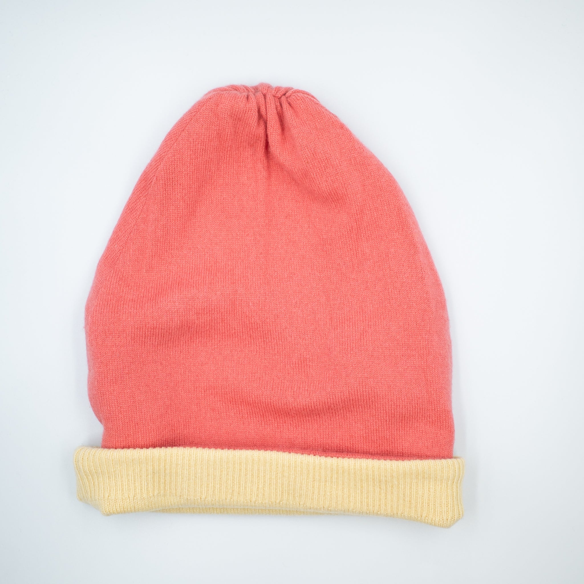 Coral and Lemon Reversible Slouchy Beanie Hat