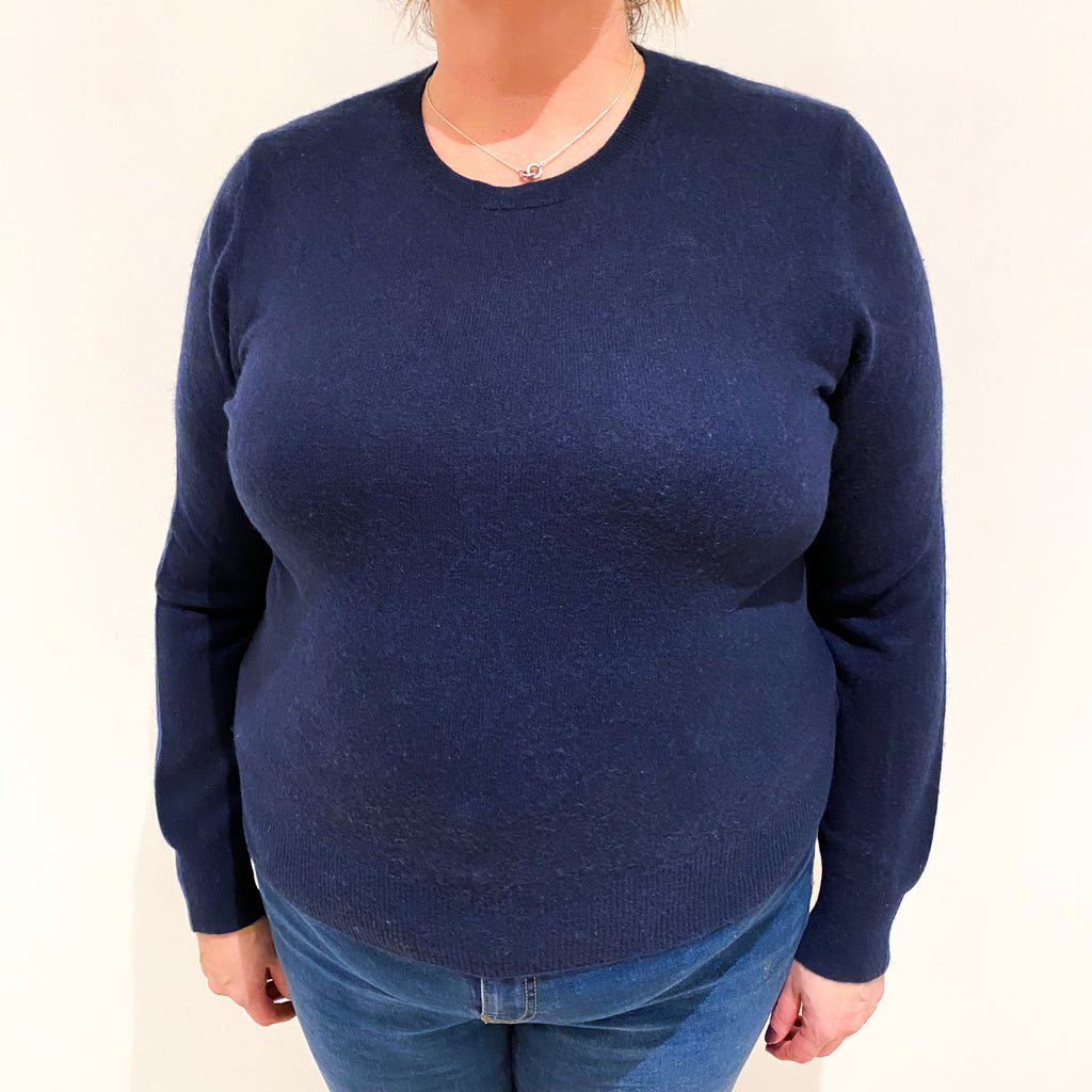 Midnight Blue Cashmere Crew Neck Jumper Extra Large
