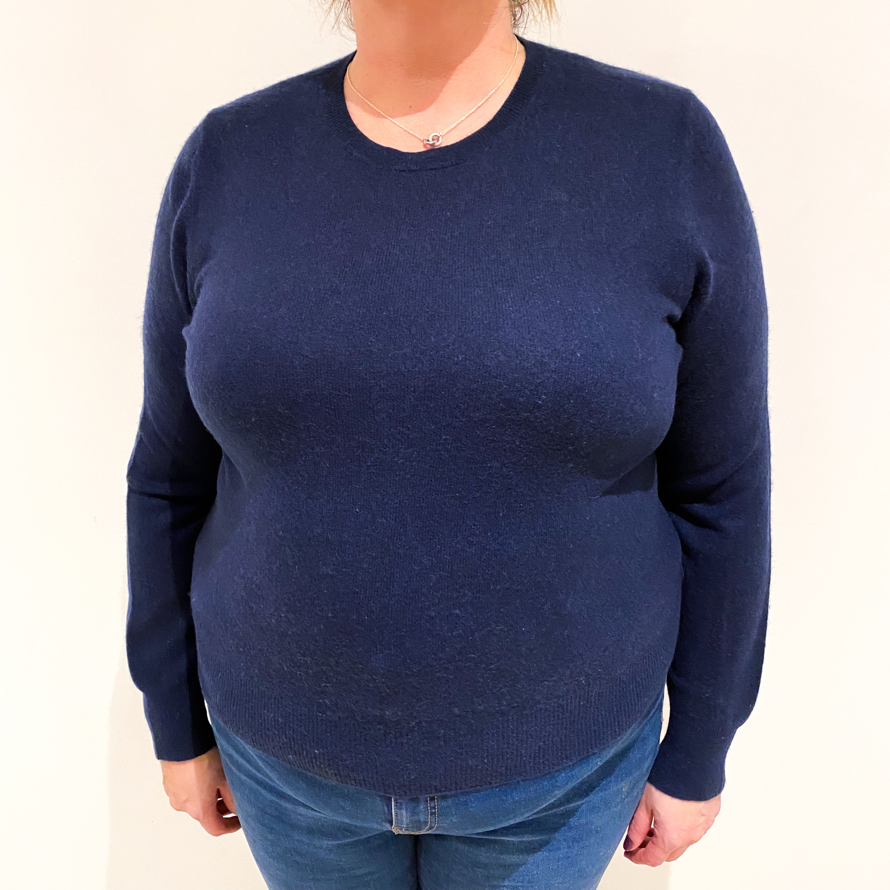 Midnight Blue Cashmere Crew Neck Jumper Extra Large