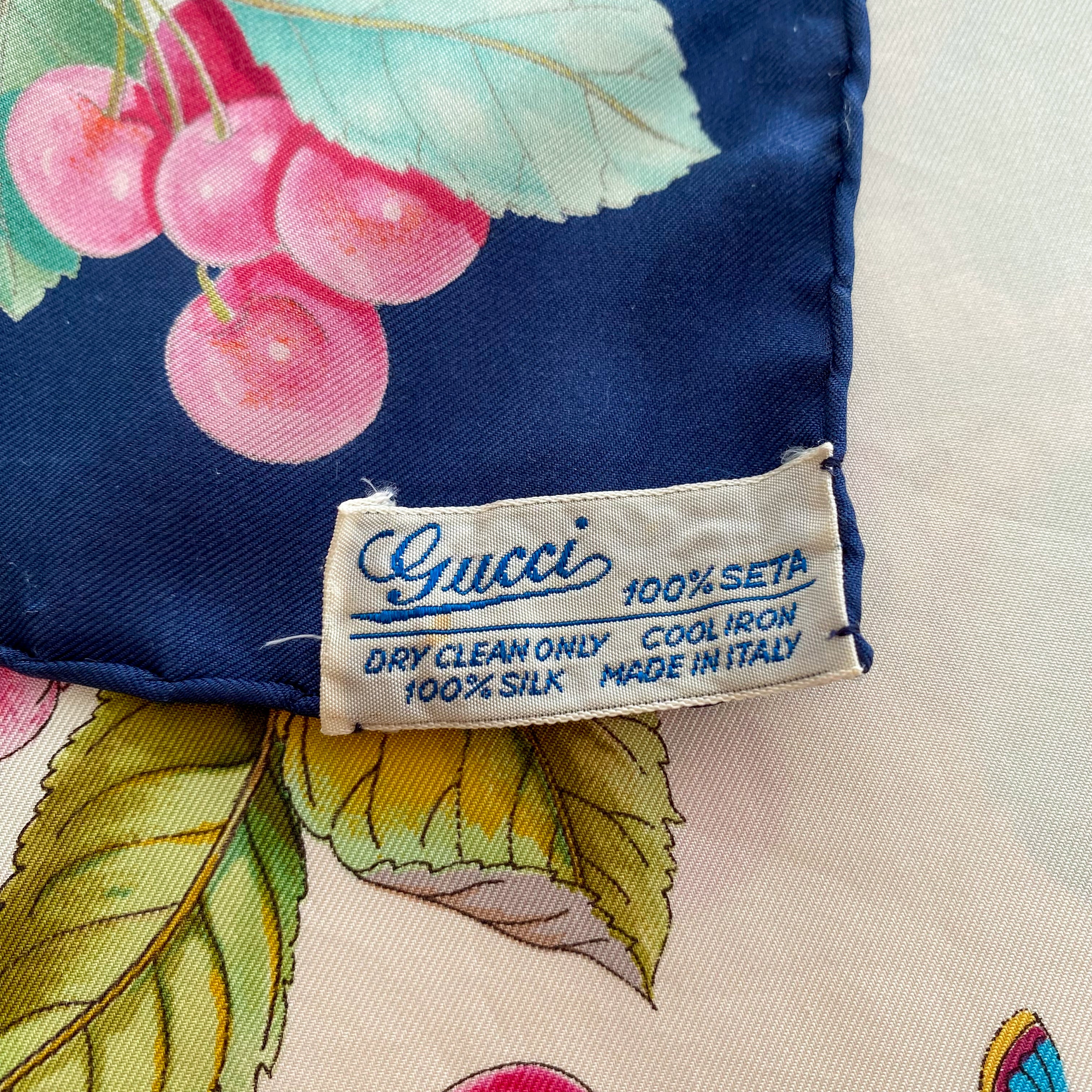 Gucci Designer Garden Fruits Vintage Silk Scarf