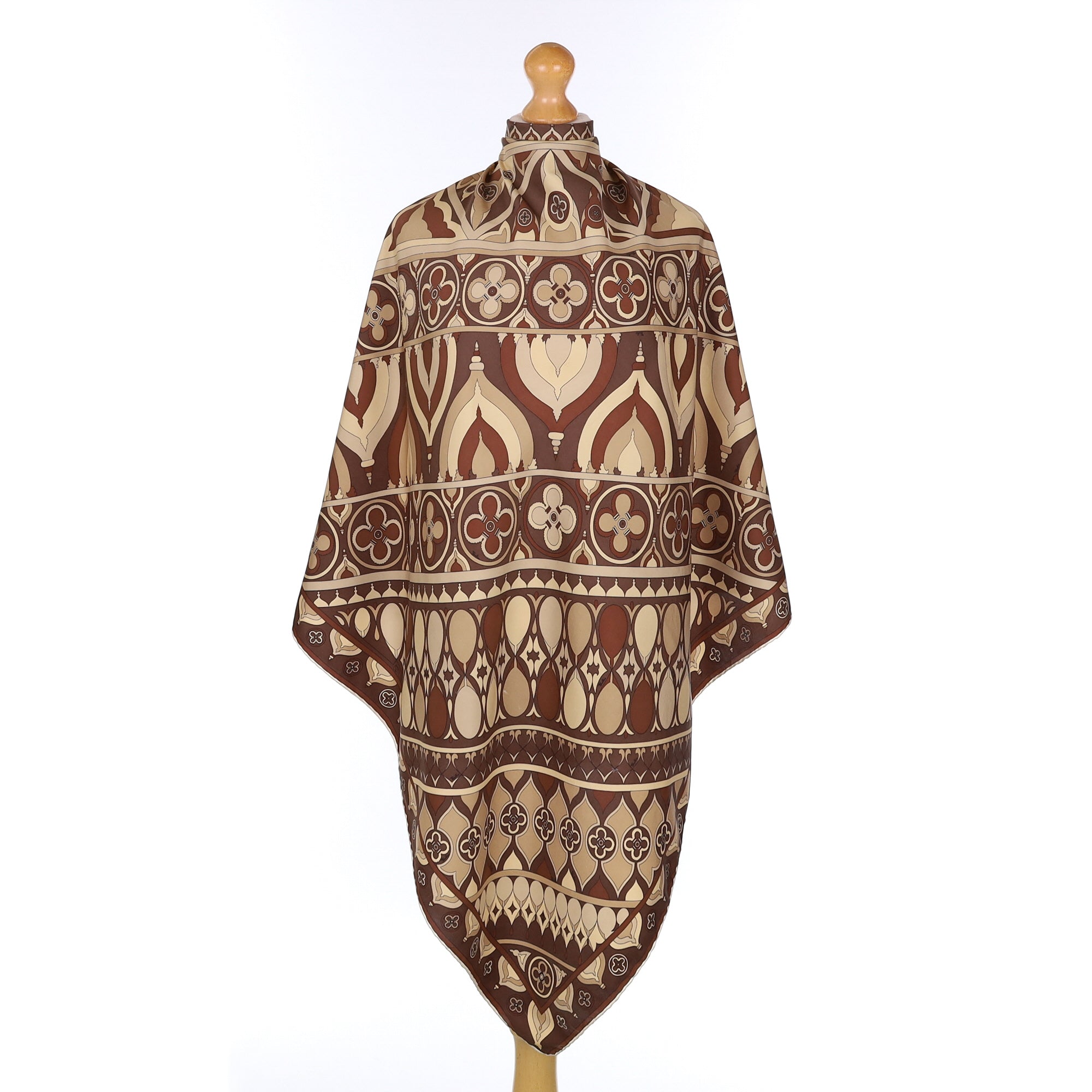 Brown Patterned Silk Scarf