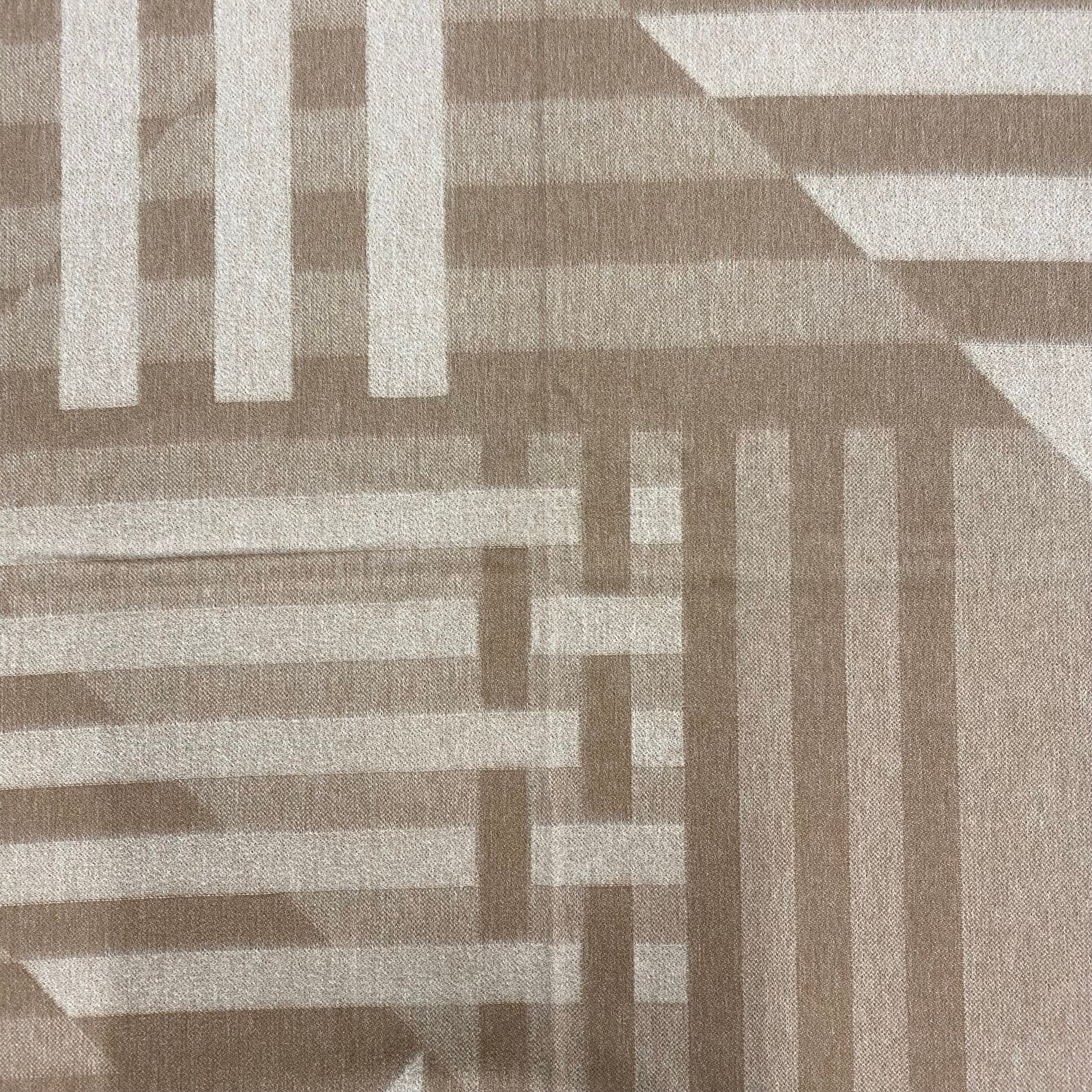 Brand New English Camel Geometric Luxury Woven Cashmere Blanket