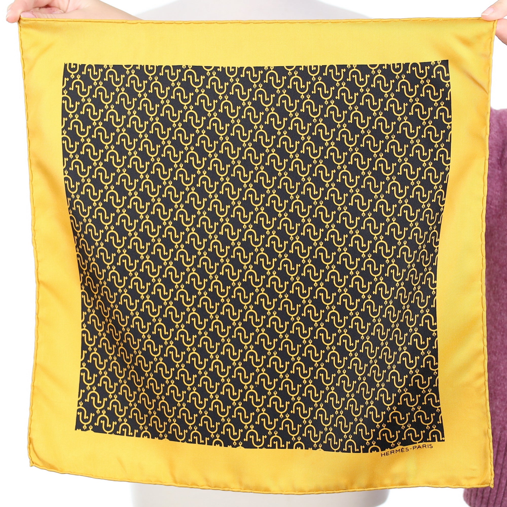 Hermès Vintage Patterned 42 Silk Pocket Scarf