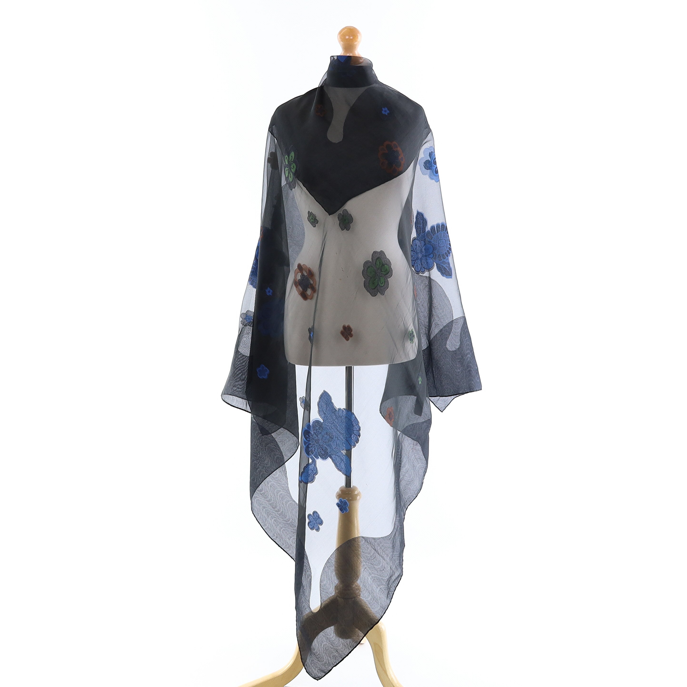 Brand New Boxed Daniel Black Floral Silk Scarf