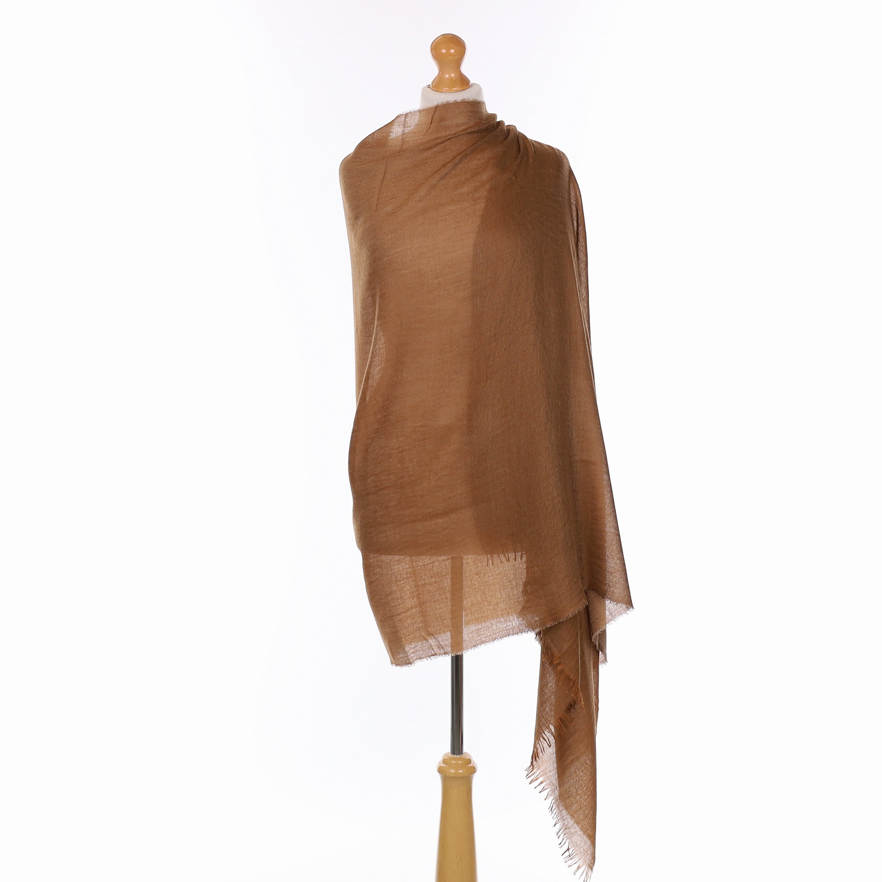 Brand New Begg & Co Cinnamon Brown Cashmere Blend Woven Wrap