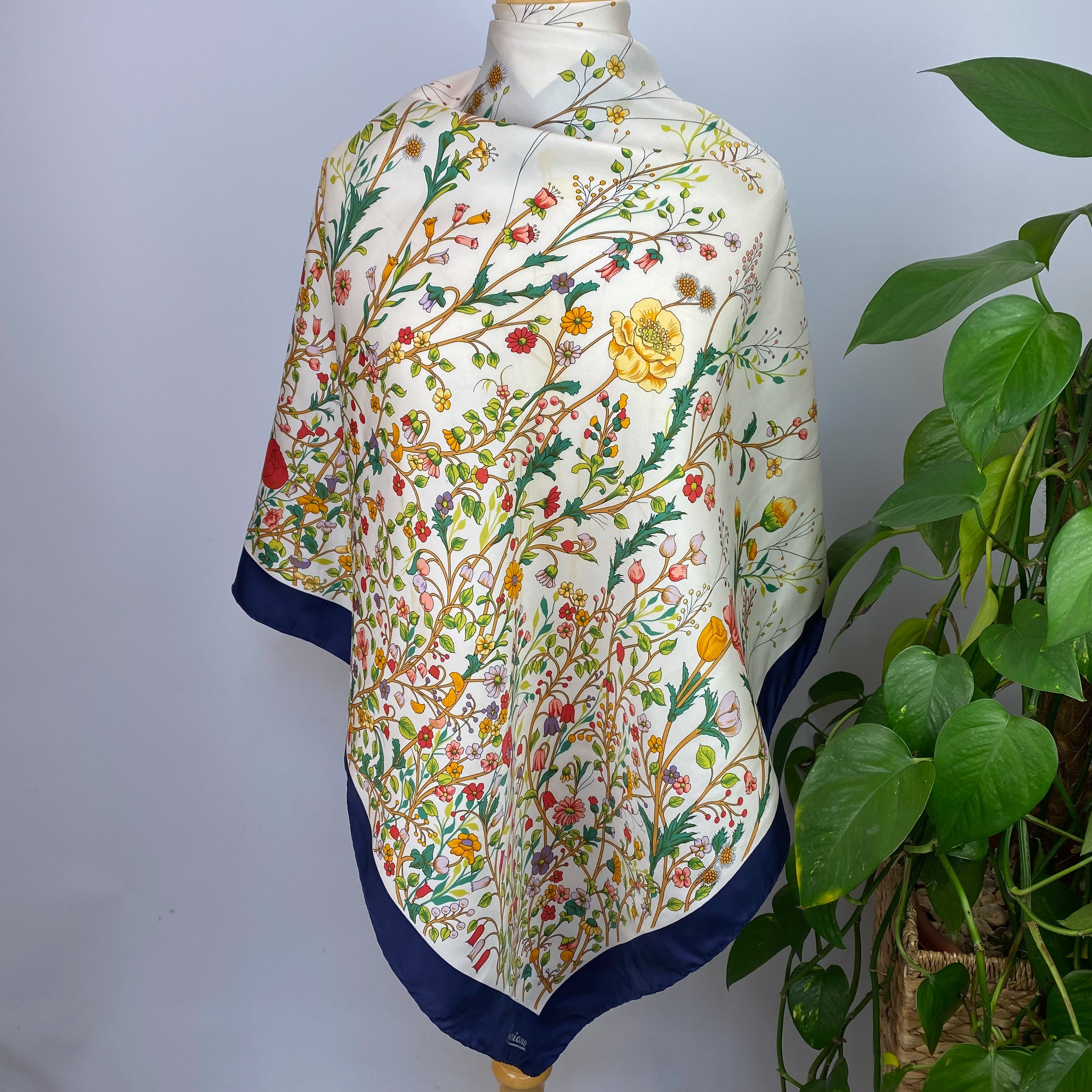 Italian Floral Vintage Silk Scarf