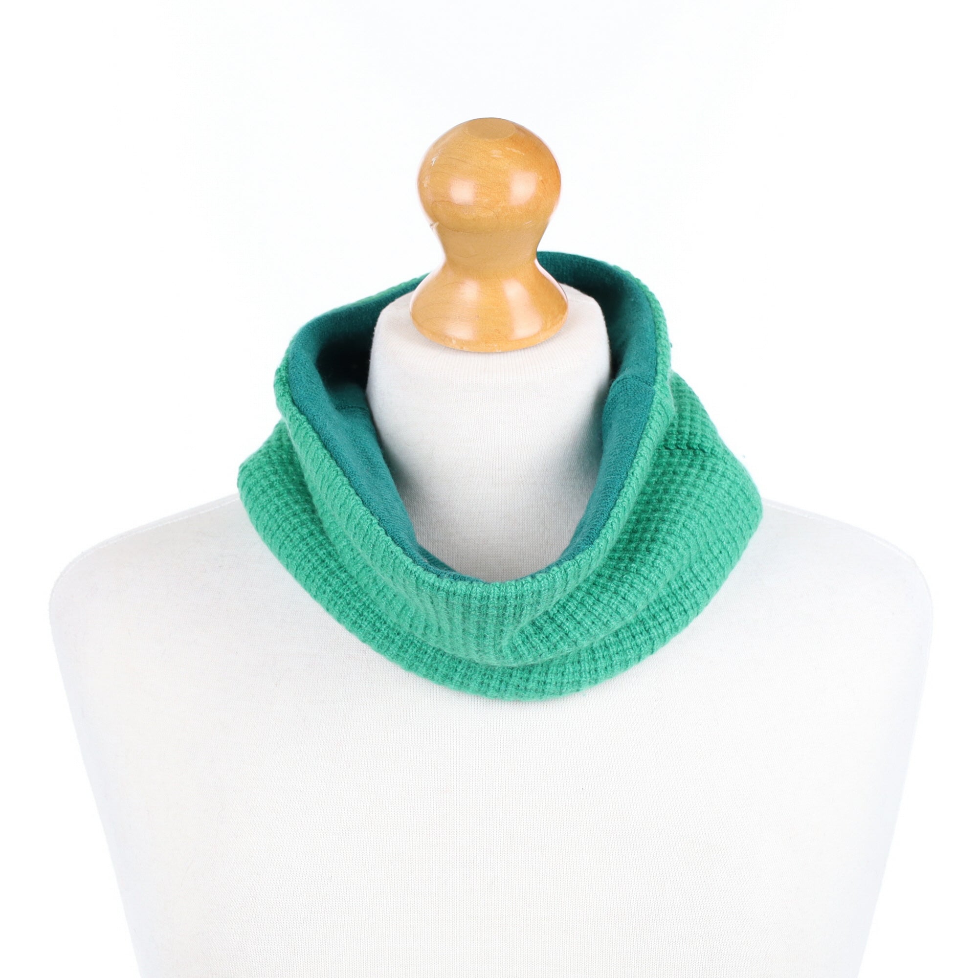Two Tone Green Waffle Knit Neck Warmer
