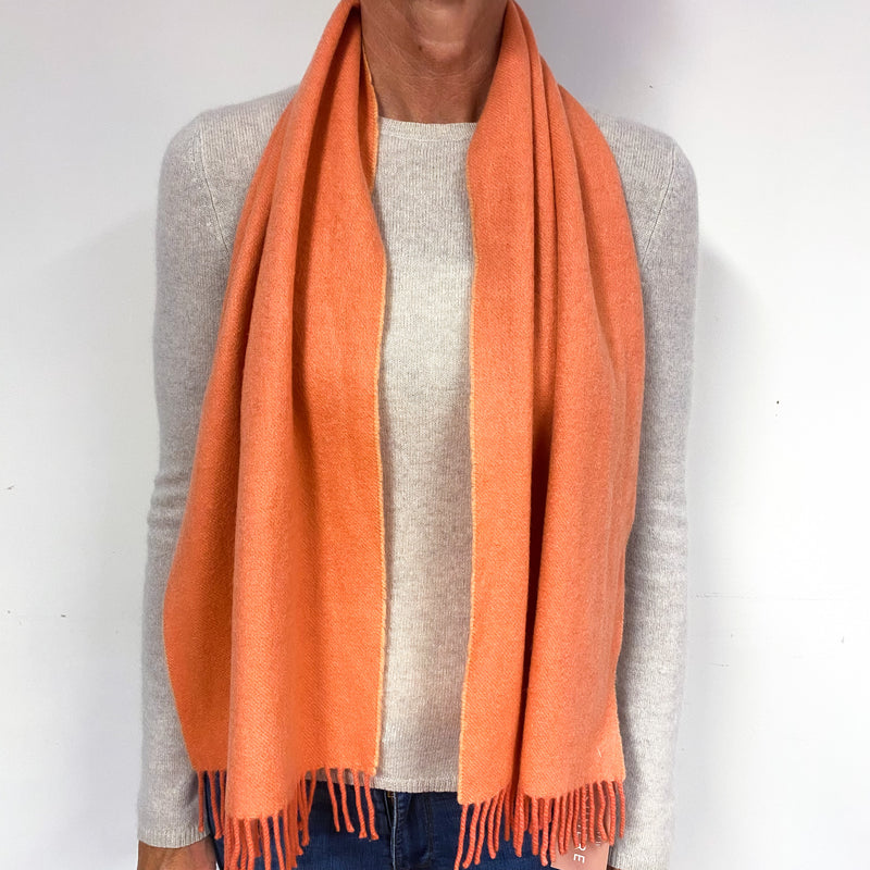 Salmon Pink Cashmere Fringed Woven Scarf