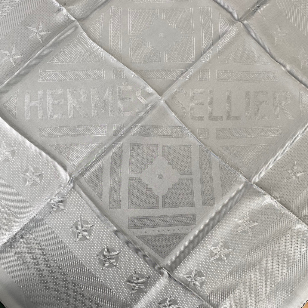 Brand New Boxed Hermès Sellier Jacquard Silk Scarf