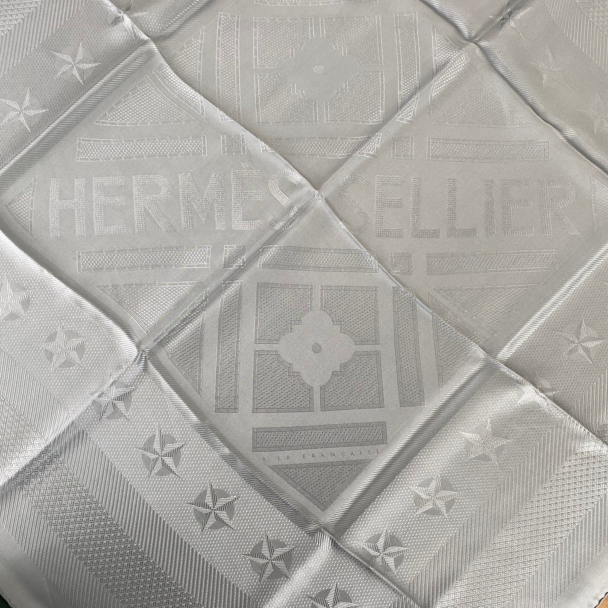 Brand New Boxed Hermès Sellier Jacquard Silk Scarf
