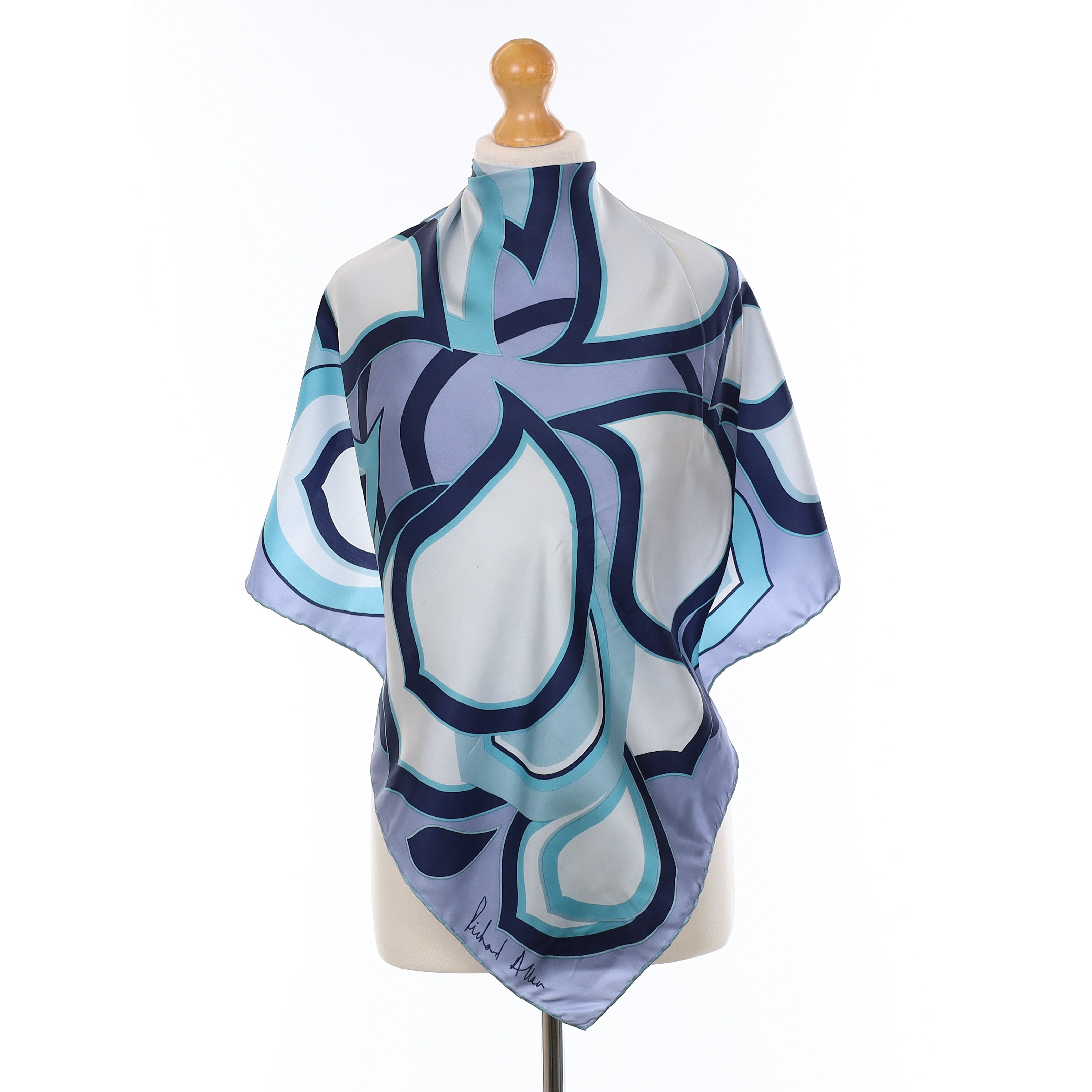 1970’s Richard Allan Blue Retro Silk Scarf