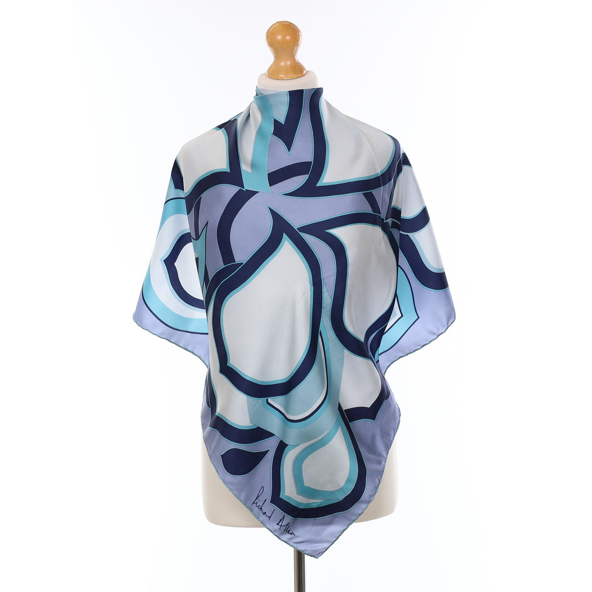 1970’s Richard Allan Blue Retro Silk Scarf
