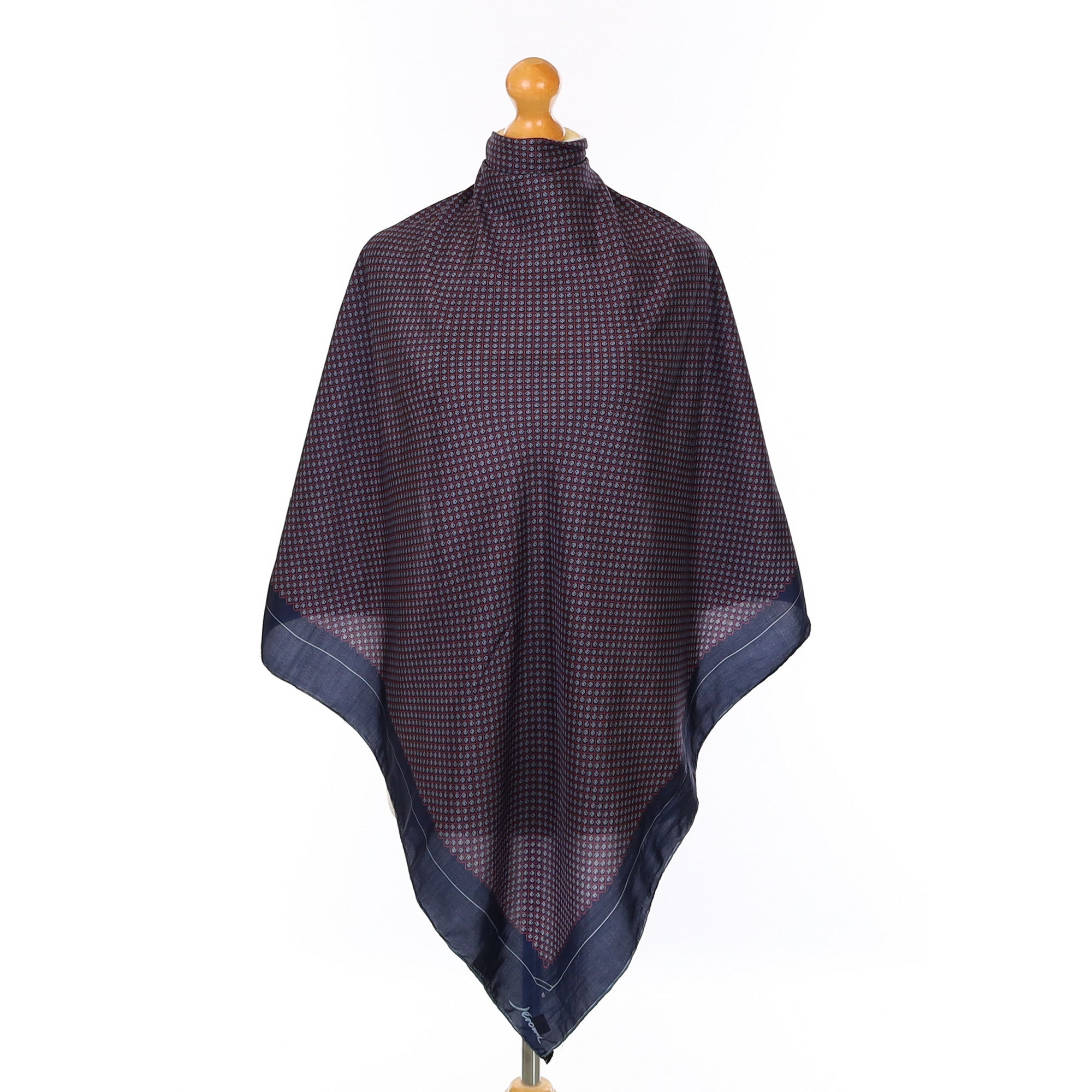Italian Navy Blue Vintage Silk Scarf