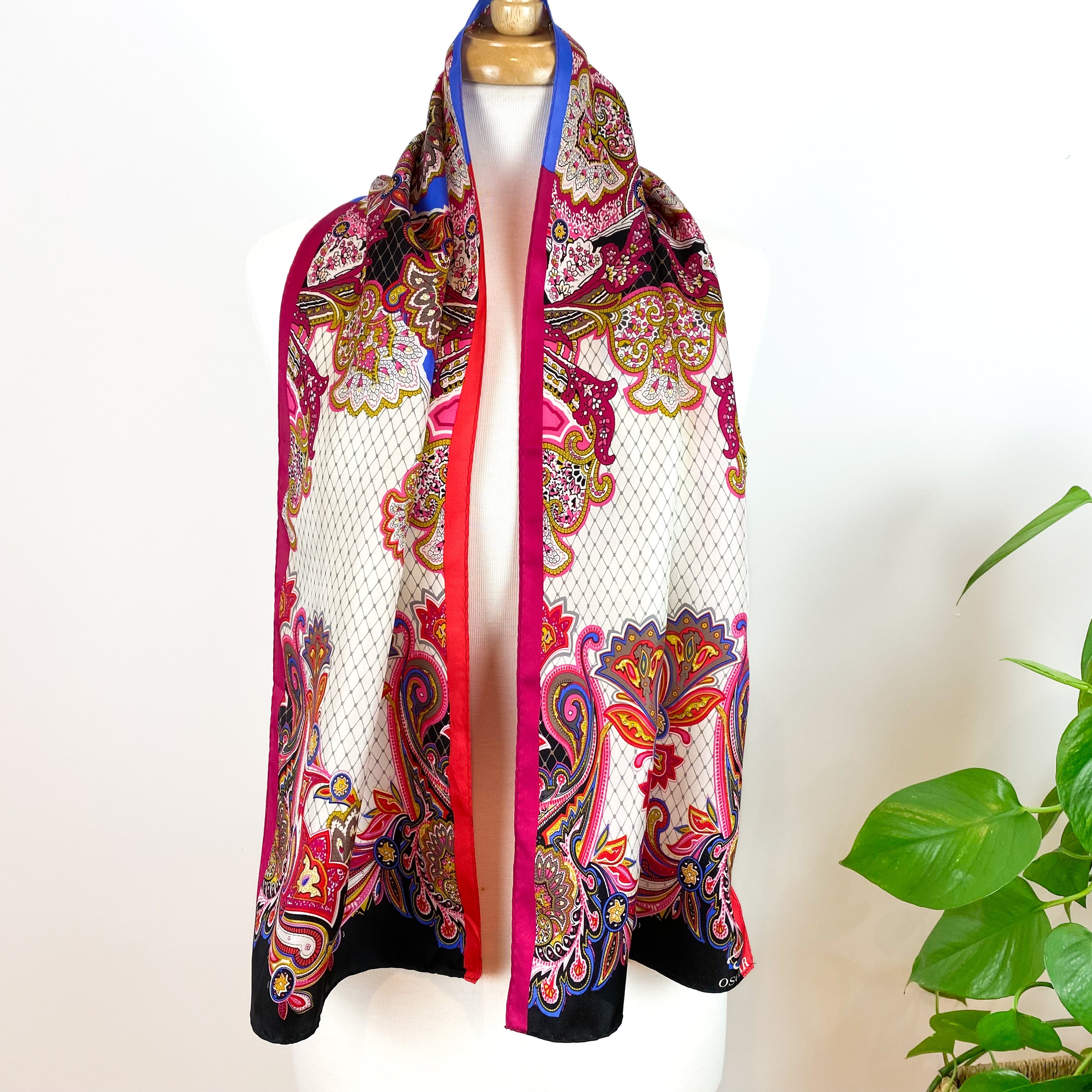 Colourful Paisley Oscar de la Renta Vintage Silk Scarf