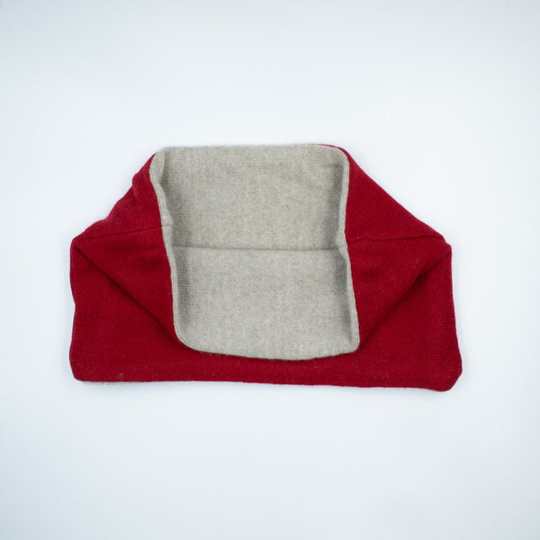 Postbox Red and Pale Mink Neck Warmer