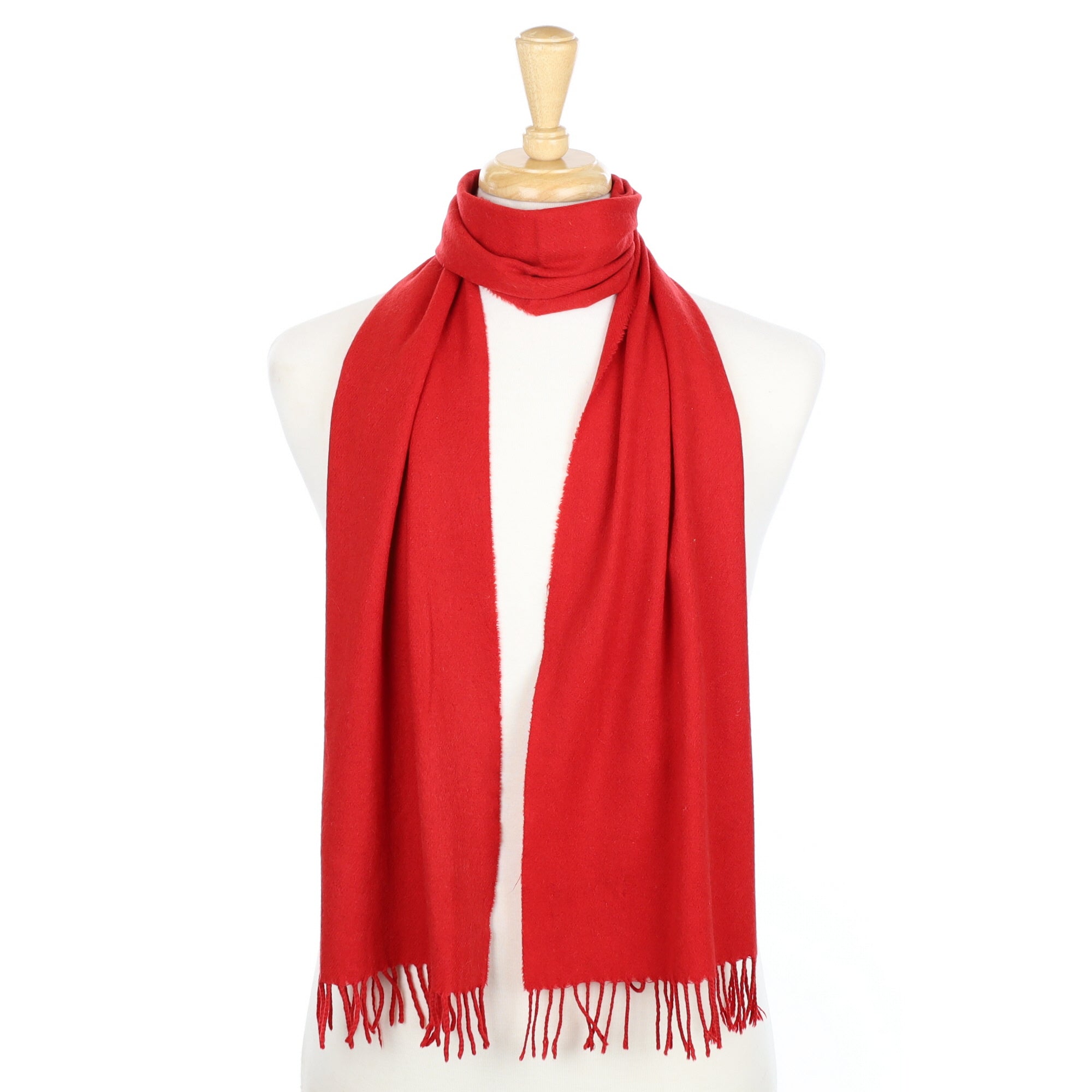 Post Box Red Cashmere Fringed Woven Scarf