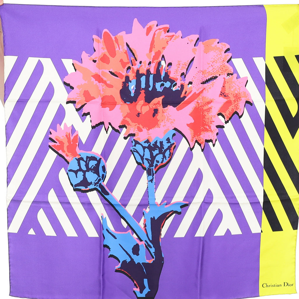 Brand New Christian Dior Abstract Flower Silk Scarf