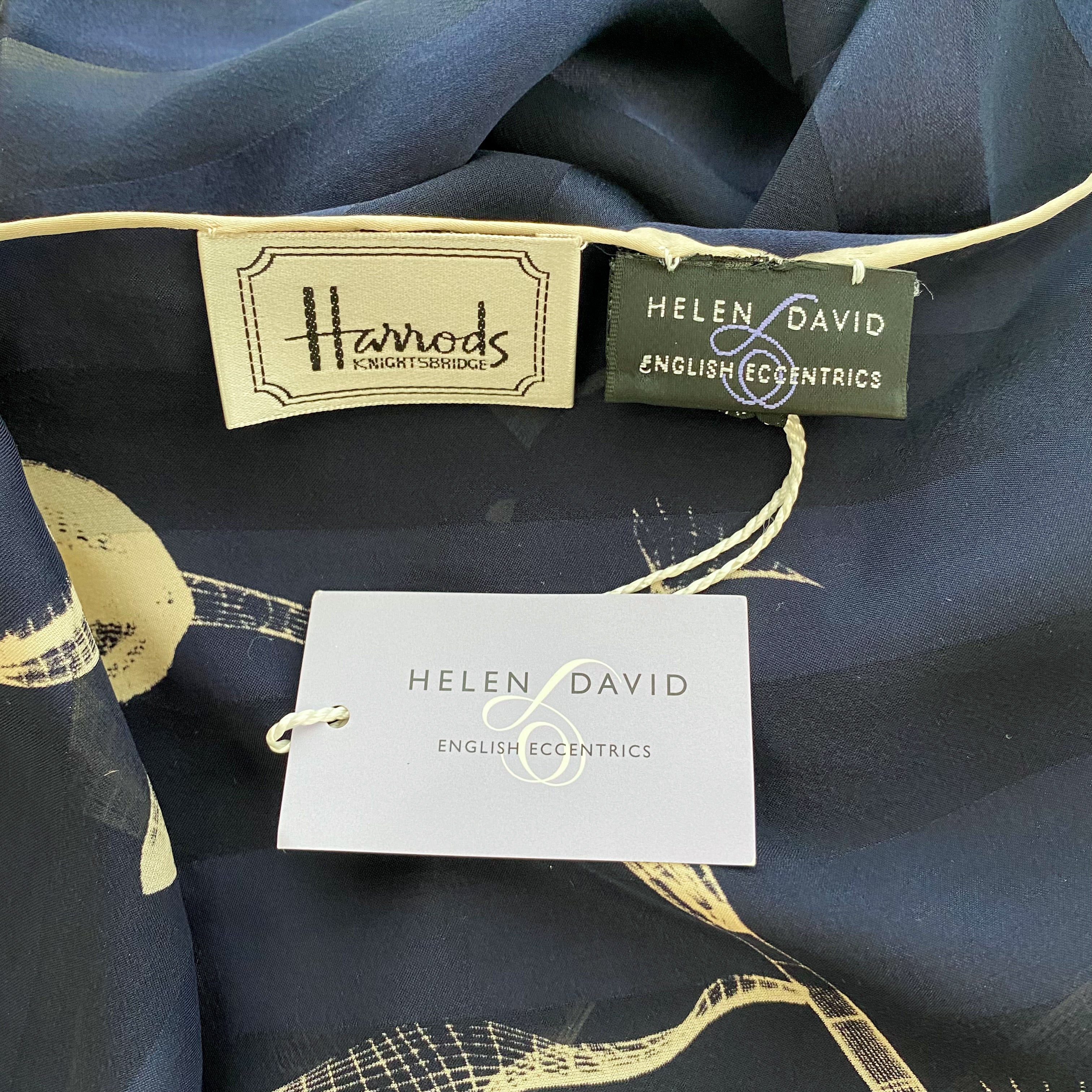 Brand New English Eccentrics Navy and Cream Silk Scarf