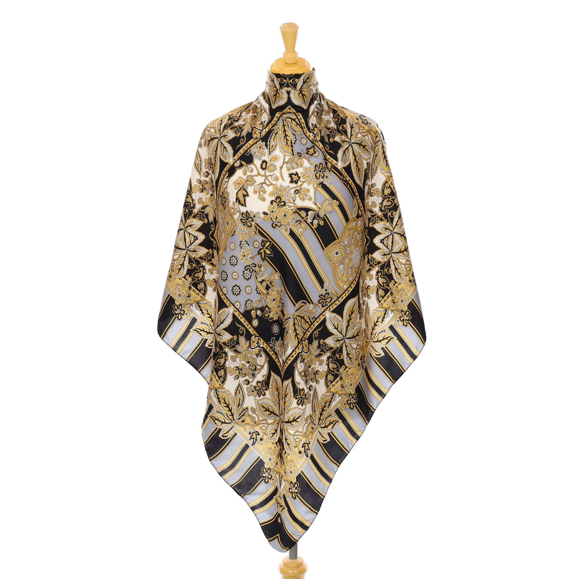 Black, Grey and Gold Silk Scarf