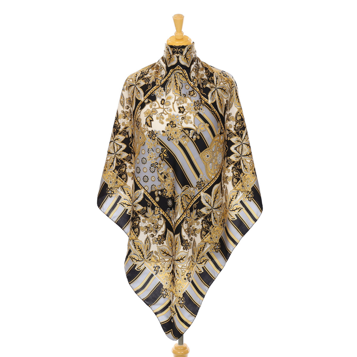 Black, Grey and Gold Silk Scarf