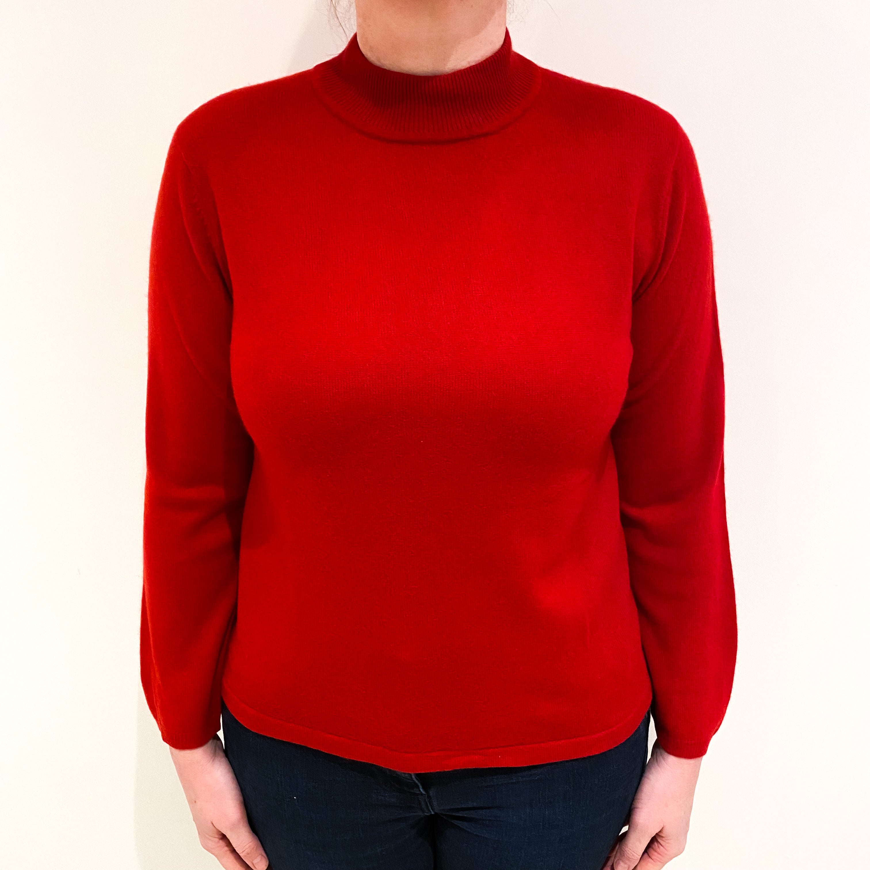 Post Box Red Cashmere Turtle Neck Jumper Large